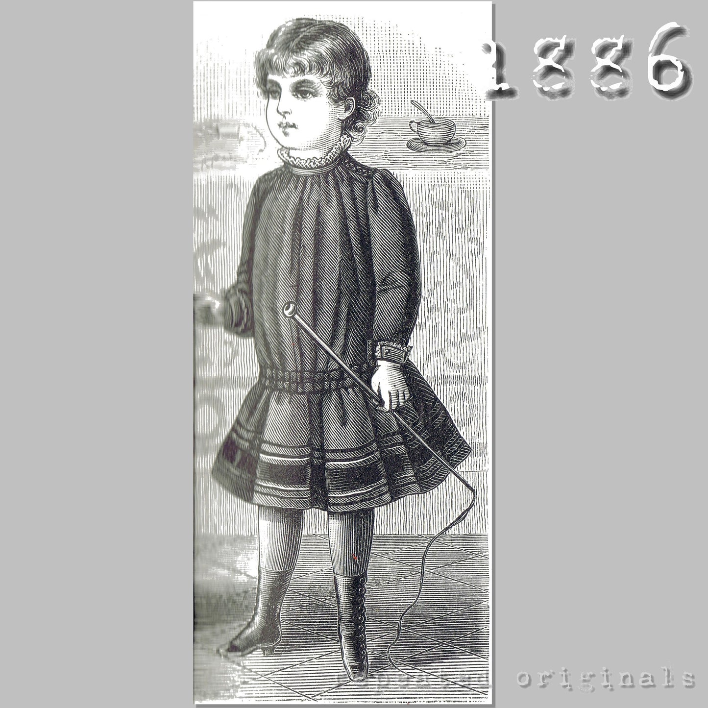 1886 Apron for Girls 4 to 6 Years Sewing Pattern - INSTANT DOWNLOAD PDF