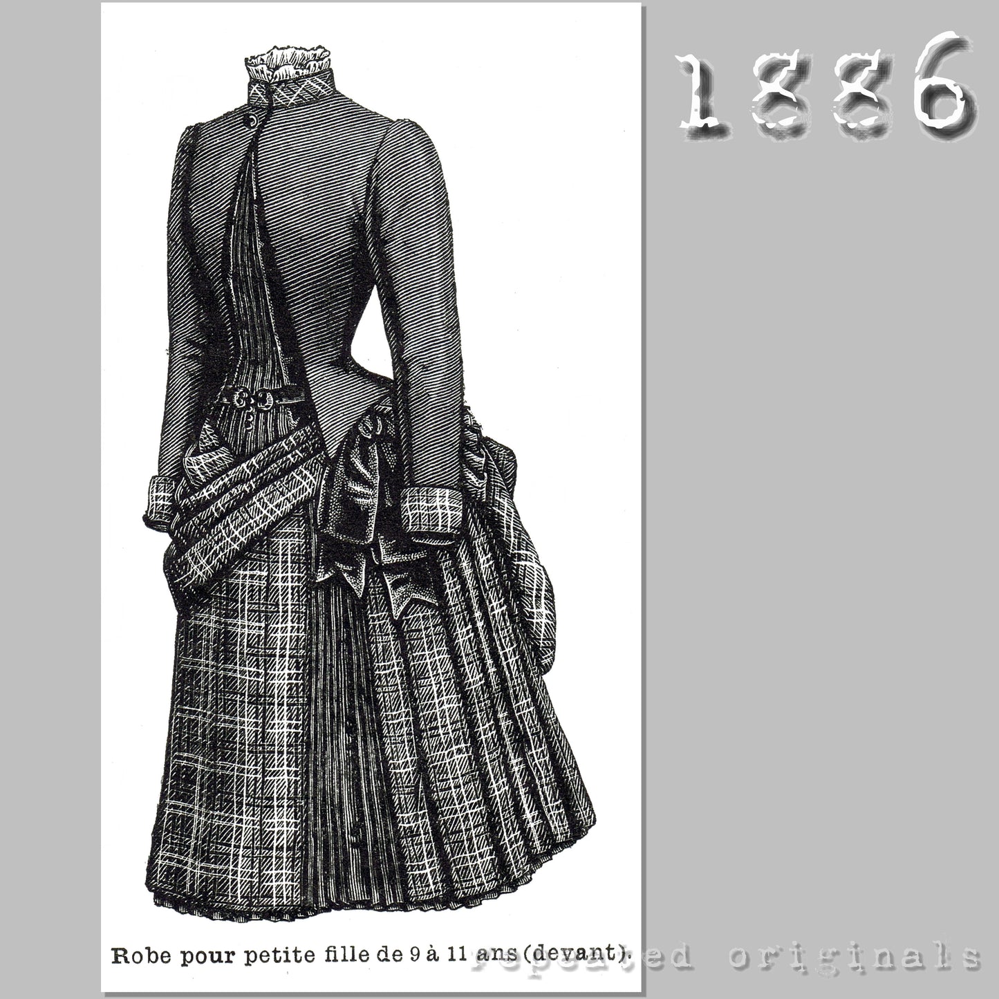 1886 Dress for Girls 9 - 11 Sewing Pattern - INSTANT DOWNLOAD PDF