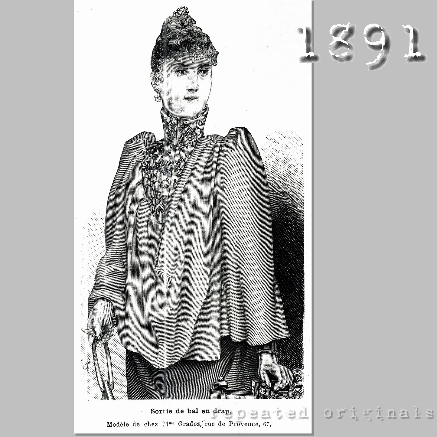 1891 Sortie de Bal Sewing Pattern - INSTANT DOWNLOAD PDF