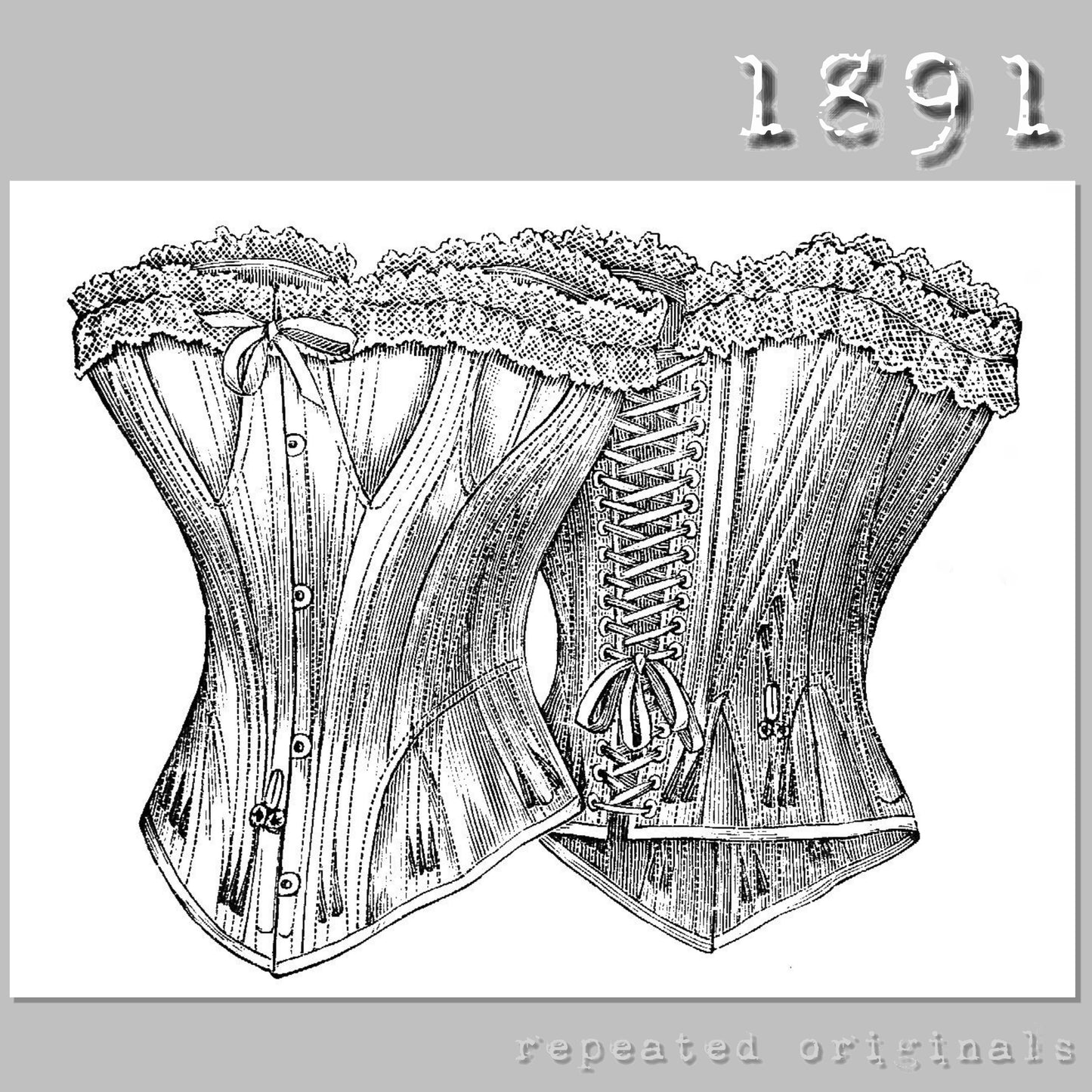 1891 Corset (30cm Half waist) Sewing Pattern - INSTANT DOWNLOAD PDF