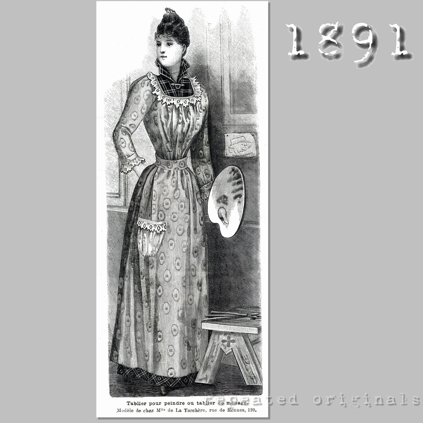 1891 Painting Smock or Household Apron Sewing Pattern - INSTANT DOWNLOAD PDF