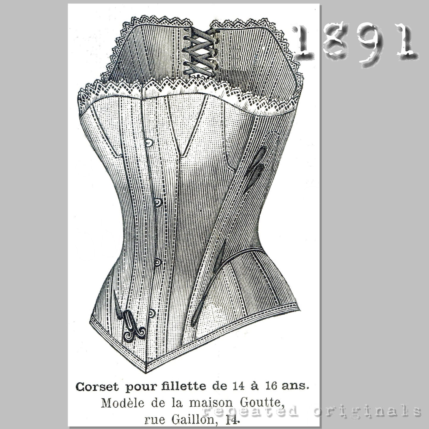 1891 Corset for Girls 14 to 16 Sewing Pattern - INSTANT DOWNLOAD PDF
