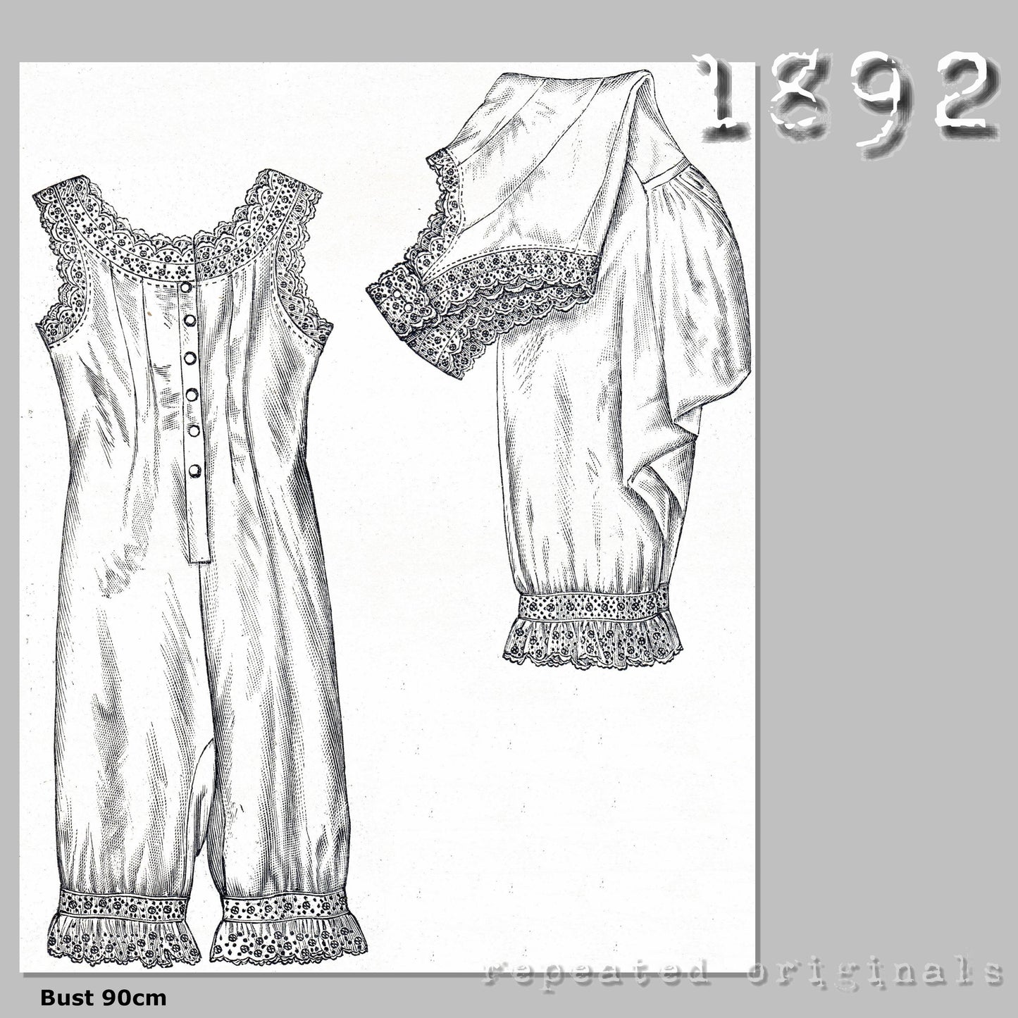 1892 Combinations Sewing Pattern - INSTANT DOWNLOAD PDF