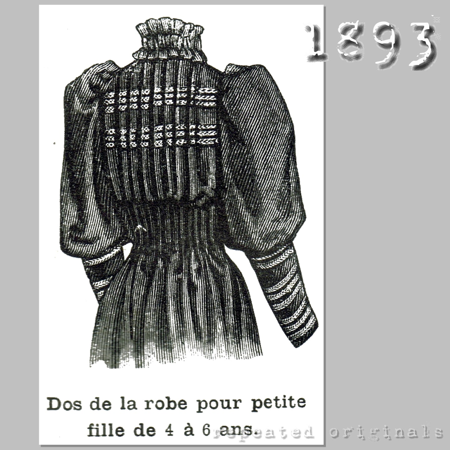 1893 Dress for Girl aged 4 - 6 Years Sewing Pattern - INSTANT DOWNLOAD PDF