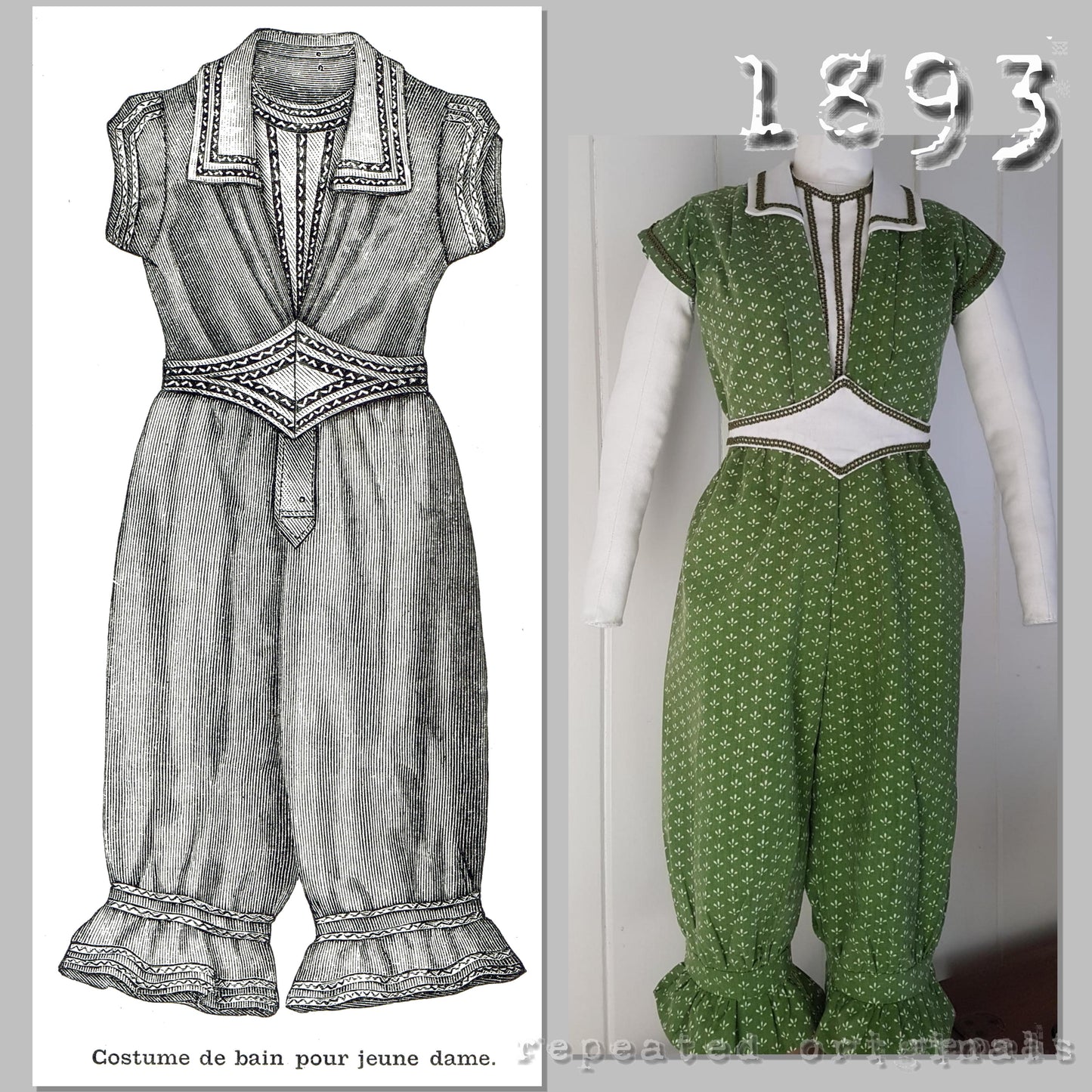 1893 Bathing Suit Sewing Pattern - INSTANT DOWNLOAD PDF