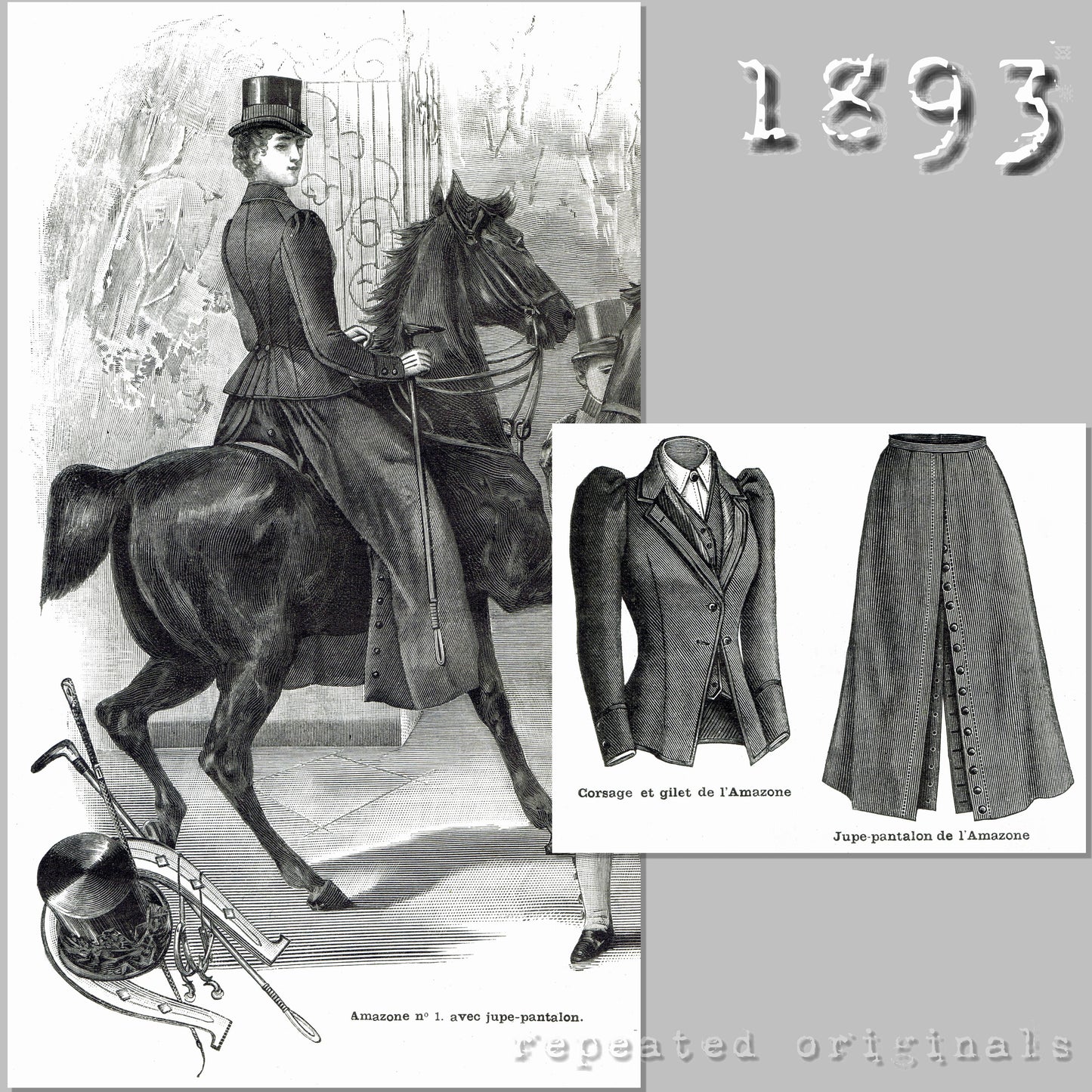 1893 Riding Habit (Ride astride) Sewing Pattern - INSTANT DOWNLOAD PDF