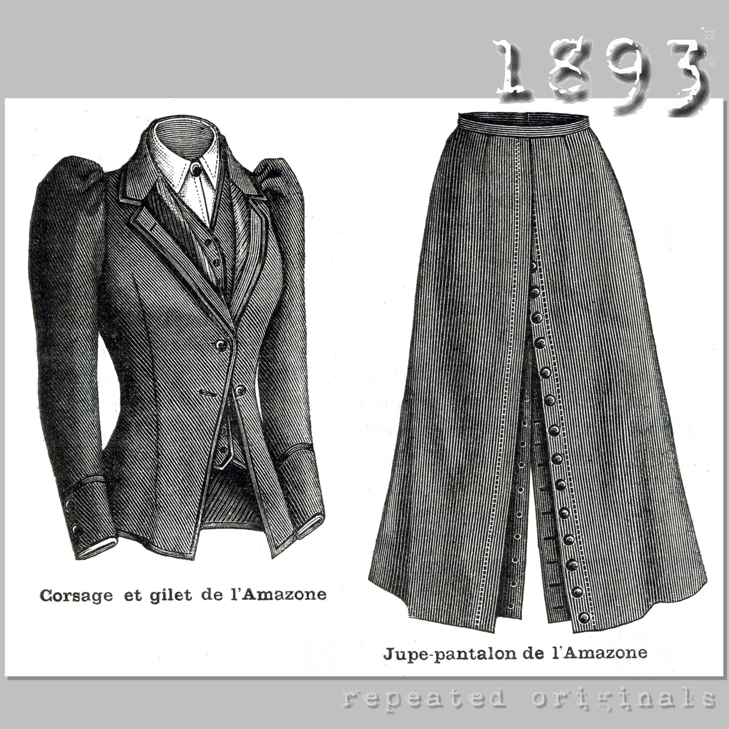 1893 Riding Habit (Ride astride) Sewing Pattern - INSTANT DOWNLOAD PDF