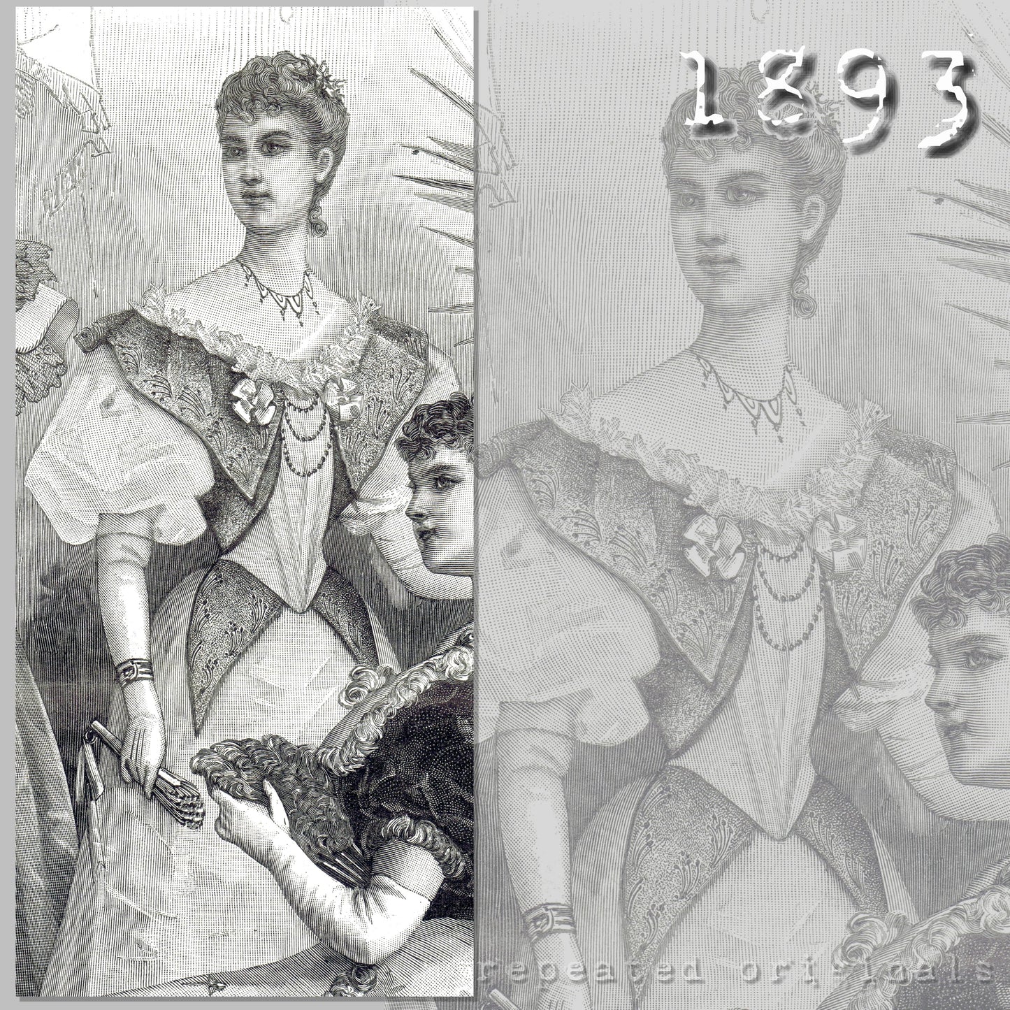 1893 Silk and Velvet Ball Gown Sewing Pattern - INSTANT DOWNLOAD PDF