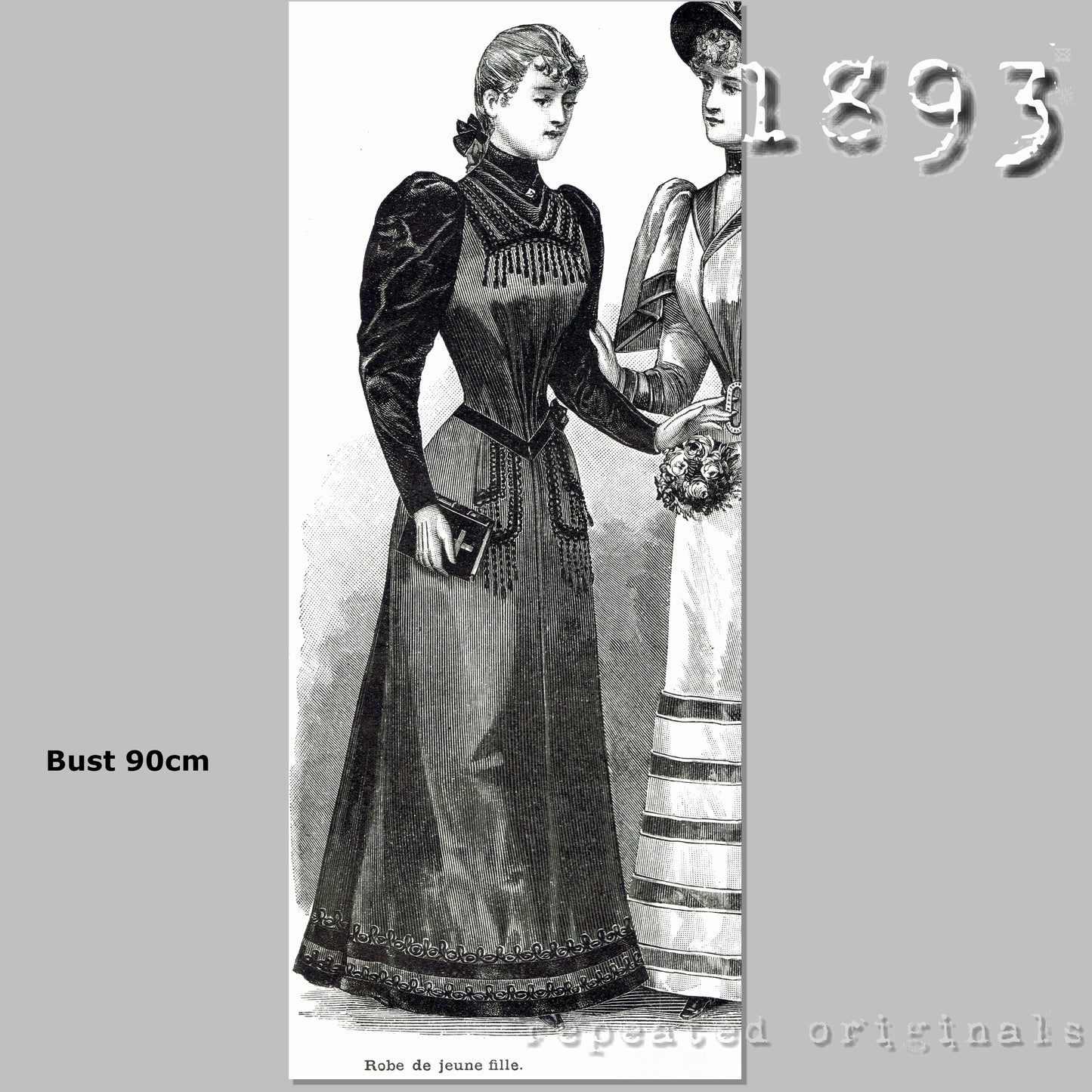 1893 Dress for Young Lady Sewing Pattern - INSTANT DOWNLOAD PDF