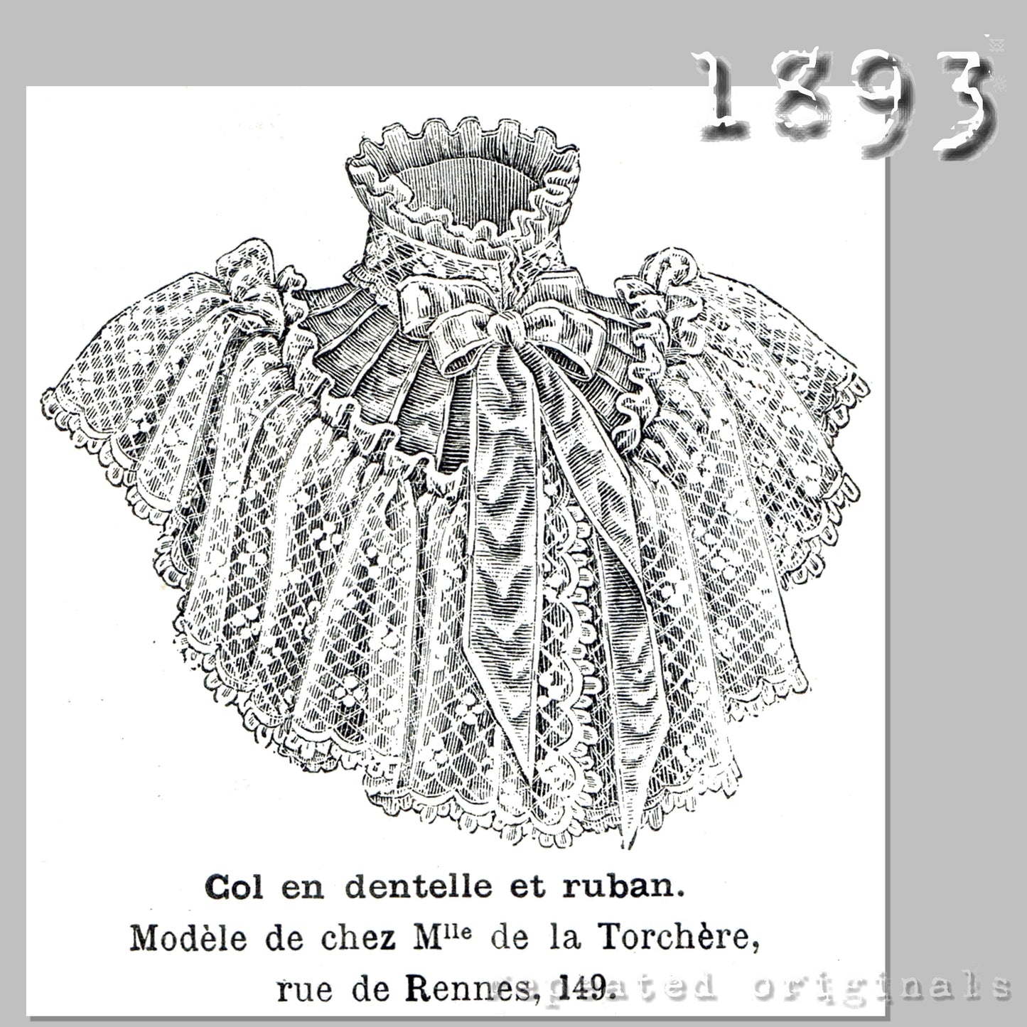 1893 Ribbon and Lace Collar Sewing Pattern - INSTANT DOWNLOAD PDF