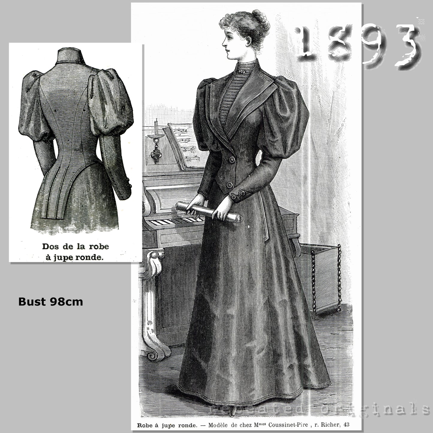 1893 Outfit with round skirt Sewing Pattern - INSTANT DOWNLOAD PDF