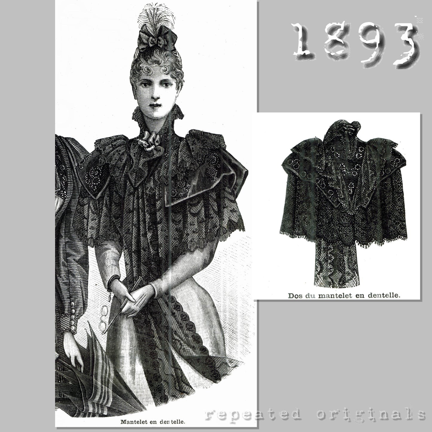 1893 Lace Mantelet Sewing Pattern - INSTANT DOWNLOAD PDF
