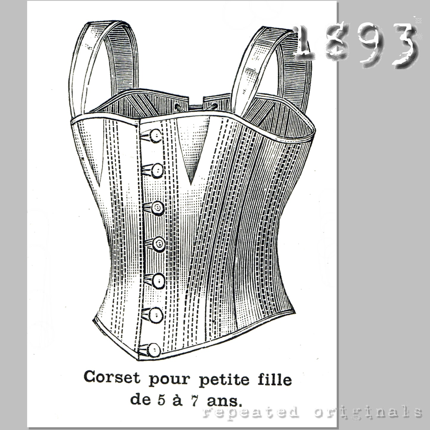 1893 Corset for Girl 5 to 7 Years Sewing Pattern - INSTANT DOWNLOAD PDF