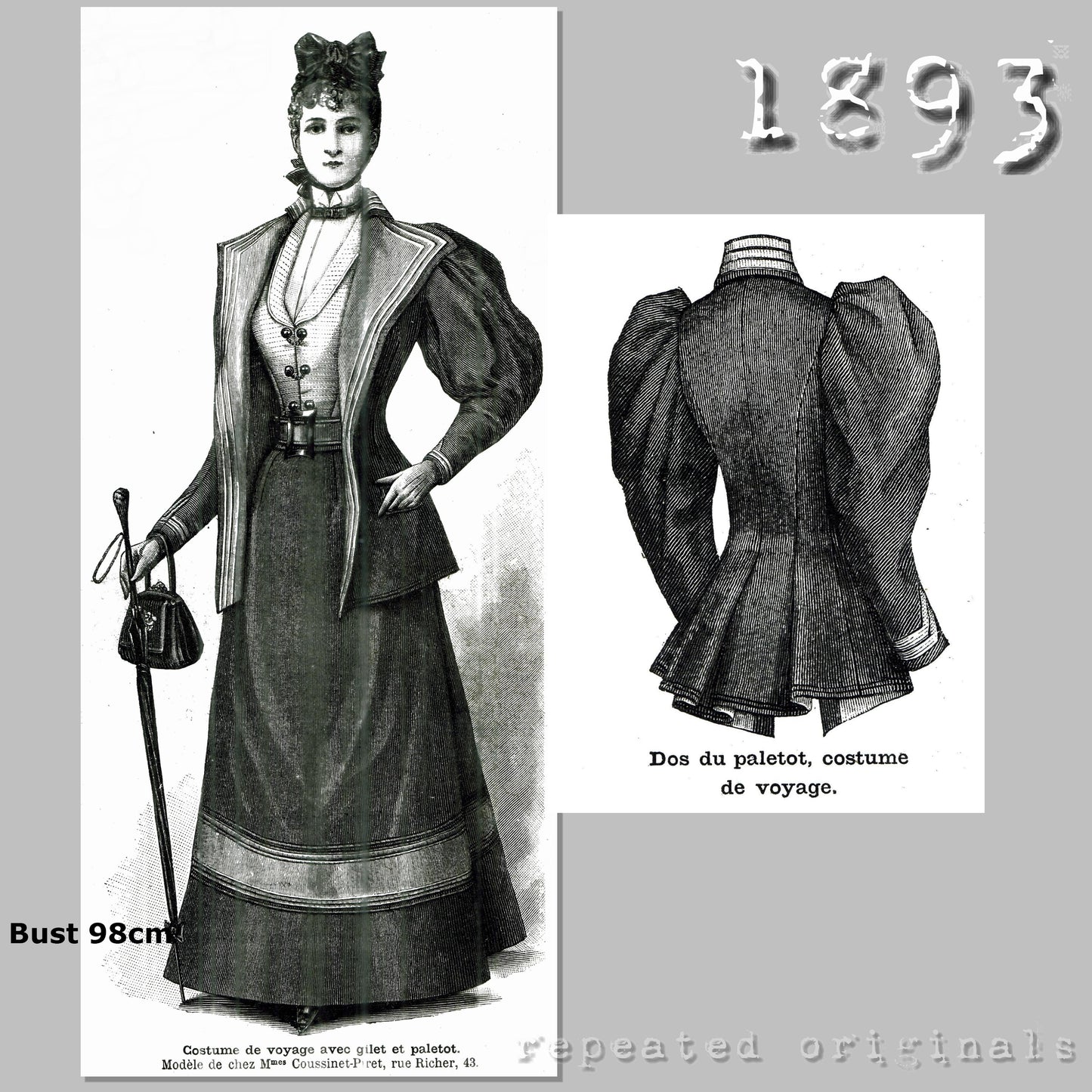 1893 Traveling Suit Sewing Pattern - INSTANT DOWNLOAD PDF