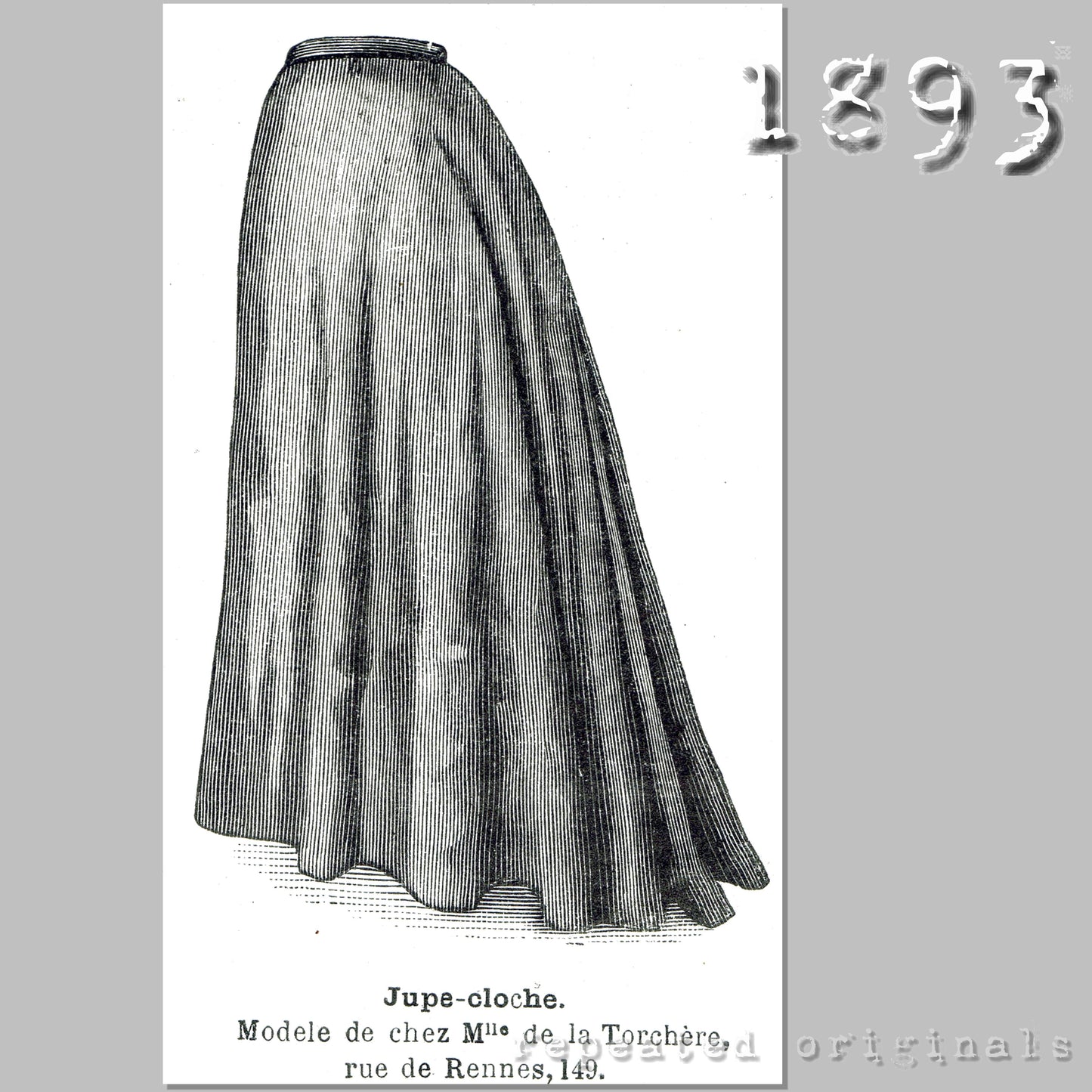 1893 Bell Shaped Skirt Sewing Pattern - INSTANT DOWNLOAD PDF