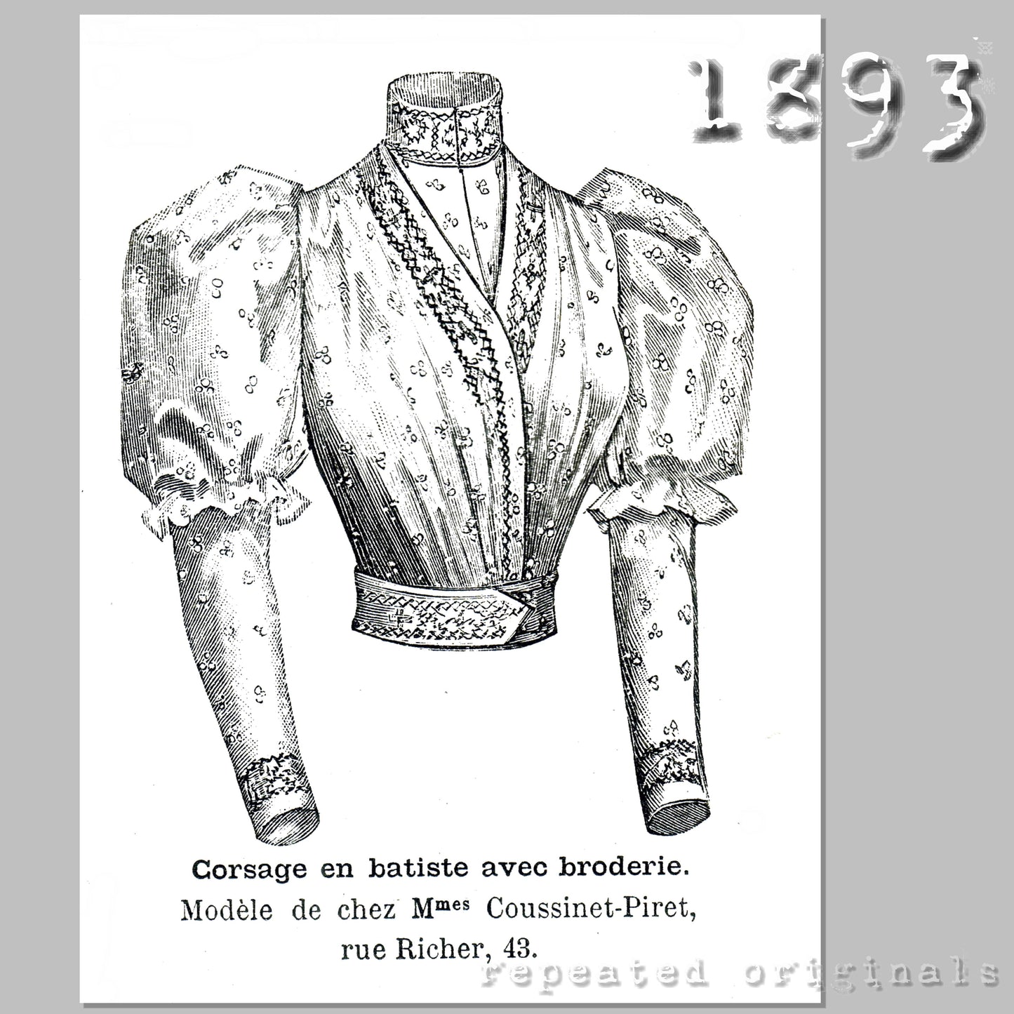 1893 Blouse Sewing Pattern - INSTANT DOWNLOAD PDF