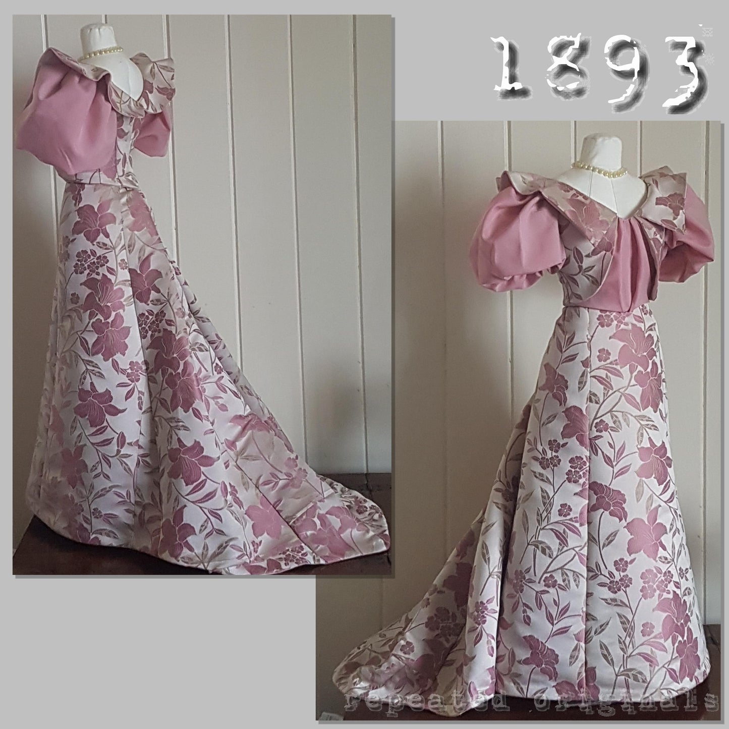 1893 Silk and Velvet Ball Gown Sewing Pattern - INSTANT DOWNLOAD PDF