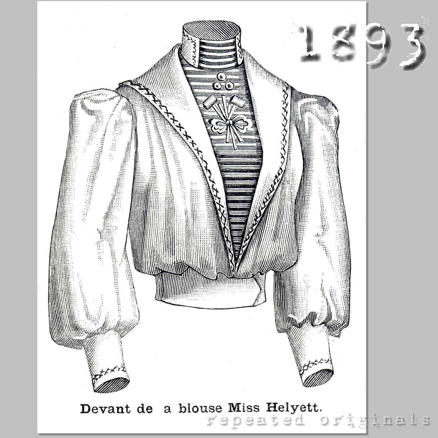 1893 Miss Helyett Blouse Sewing Pattern - INSTANT DOWNLOAD PDF