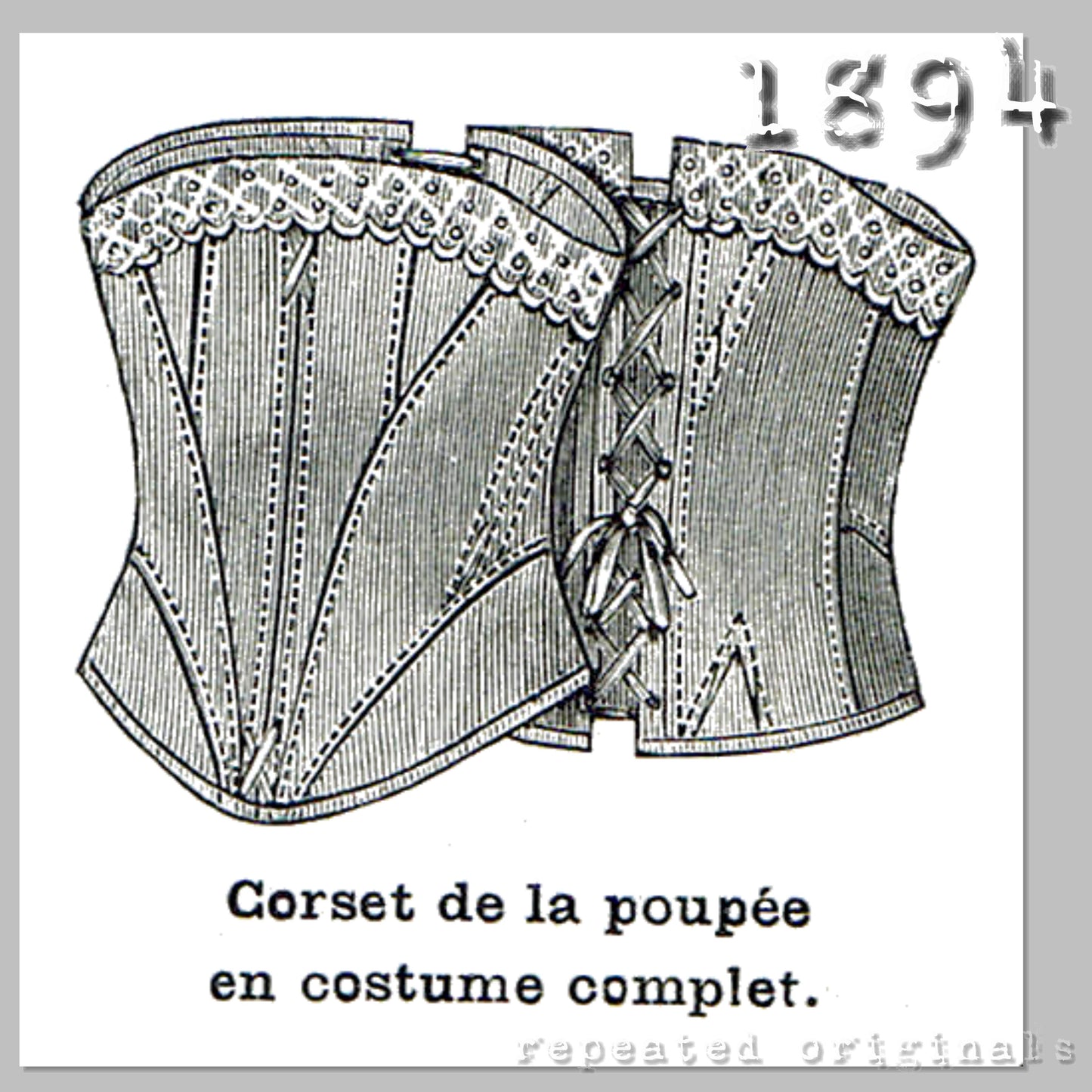 1894 Complete Set for Large Doll Sewing Pattern - INSTANT DOWNLOAD PDF