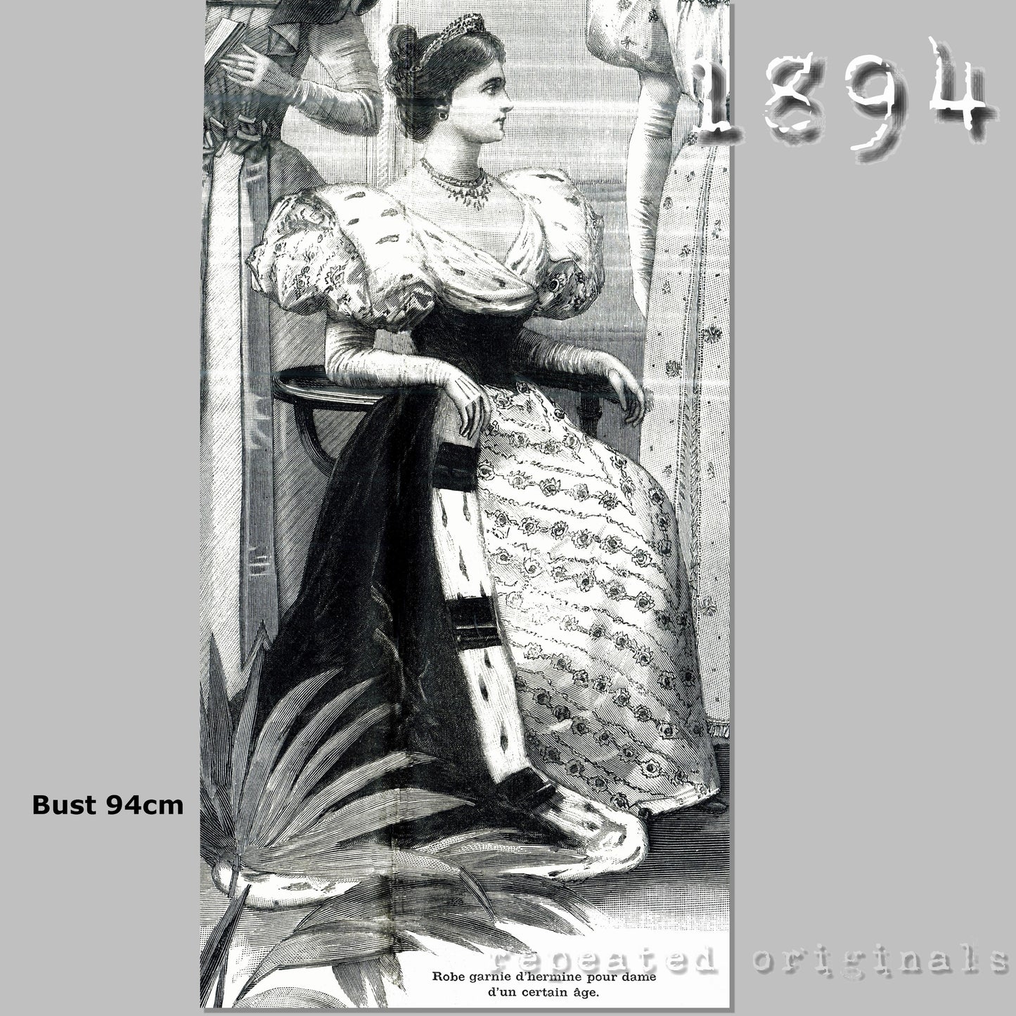 1897 Ermine Trimmed Gown Sewing Pattern - INSTANT DOWNLOAD PDF