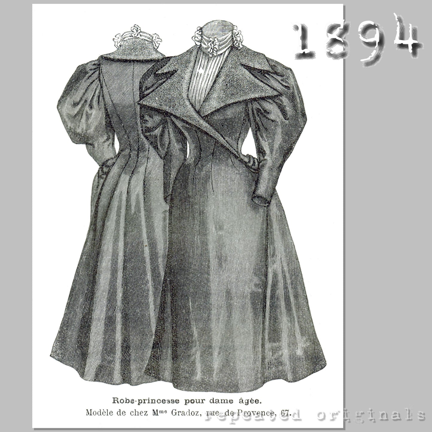 1894 Princess Shaped Dress (120cm/47" bust) Sewing Pattern - INSTANT DOWNLOAD PDF