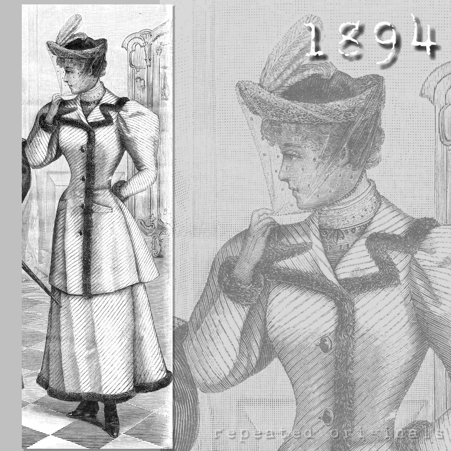 1894 Dress and Paletot for Girls 15-17 years Sewing Pattern - INSTANT DOWNLOAD PDF
