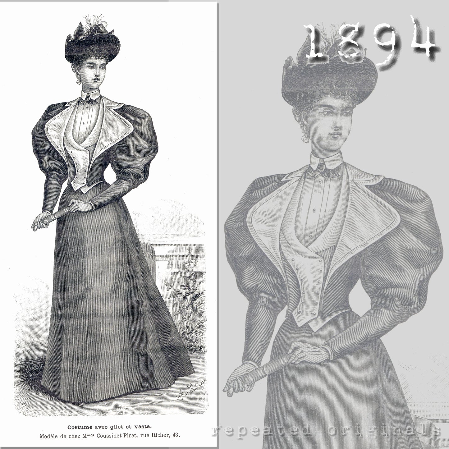1894 Suit: Waistcoat and Jacket Sewing Pattern - INSTANT DOWNLOAD PDF