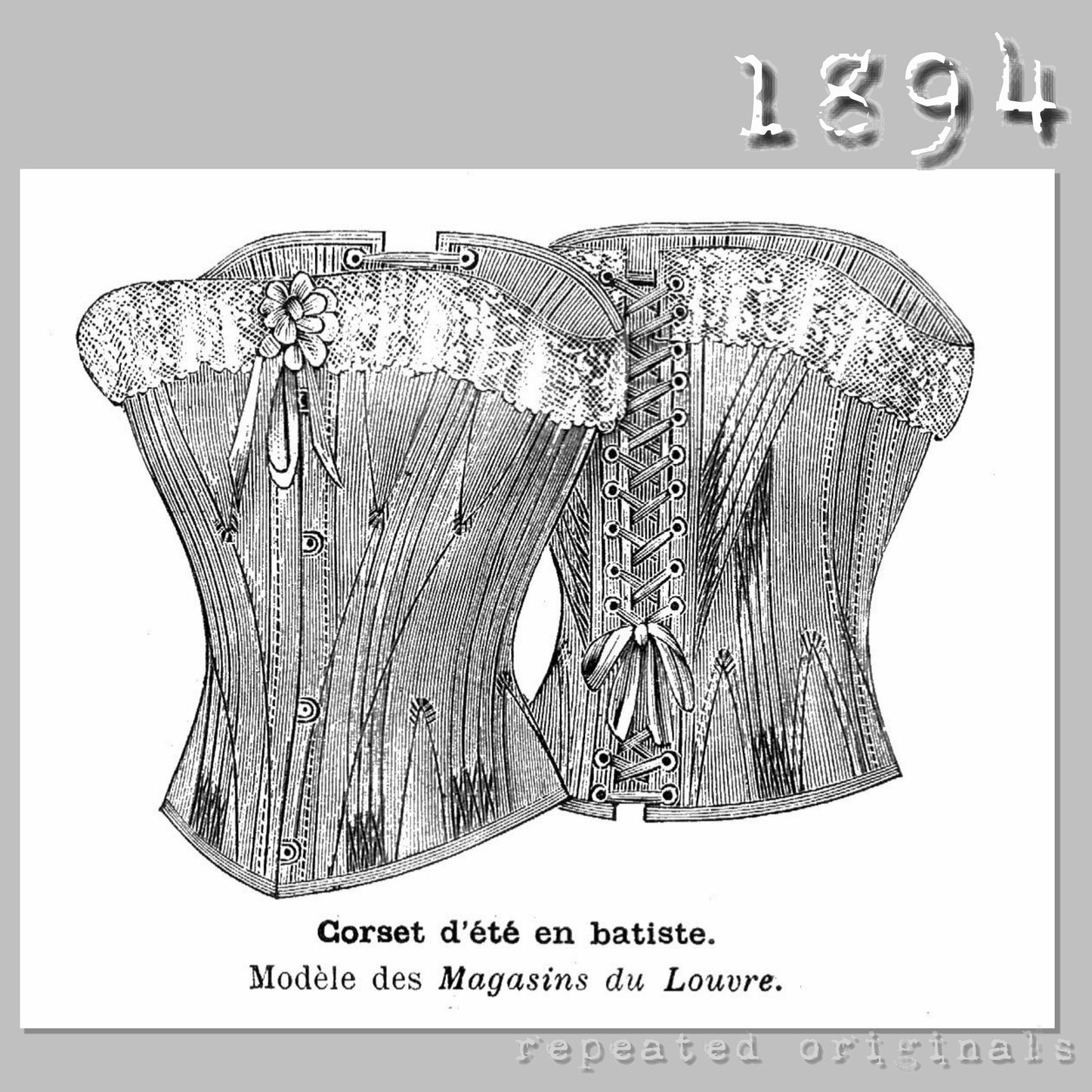 1894 Summer Corset Sewing Pattern - INSTANT DOWNLOAD PDF