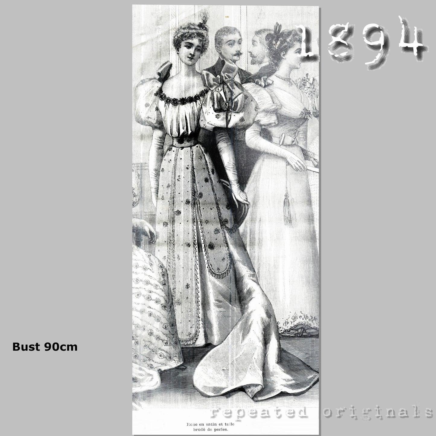 1894 Ball Dress of satin and tulle Sewing Pattern - INSTANT DOWNLOAD PDF