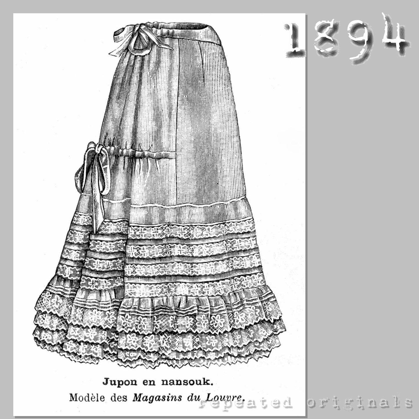 1894 Nansook Petticoat Sewing Pattern - INSTANT DOWNLOAD PDF