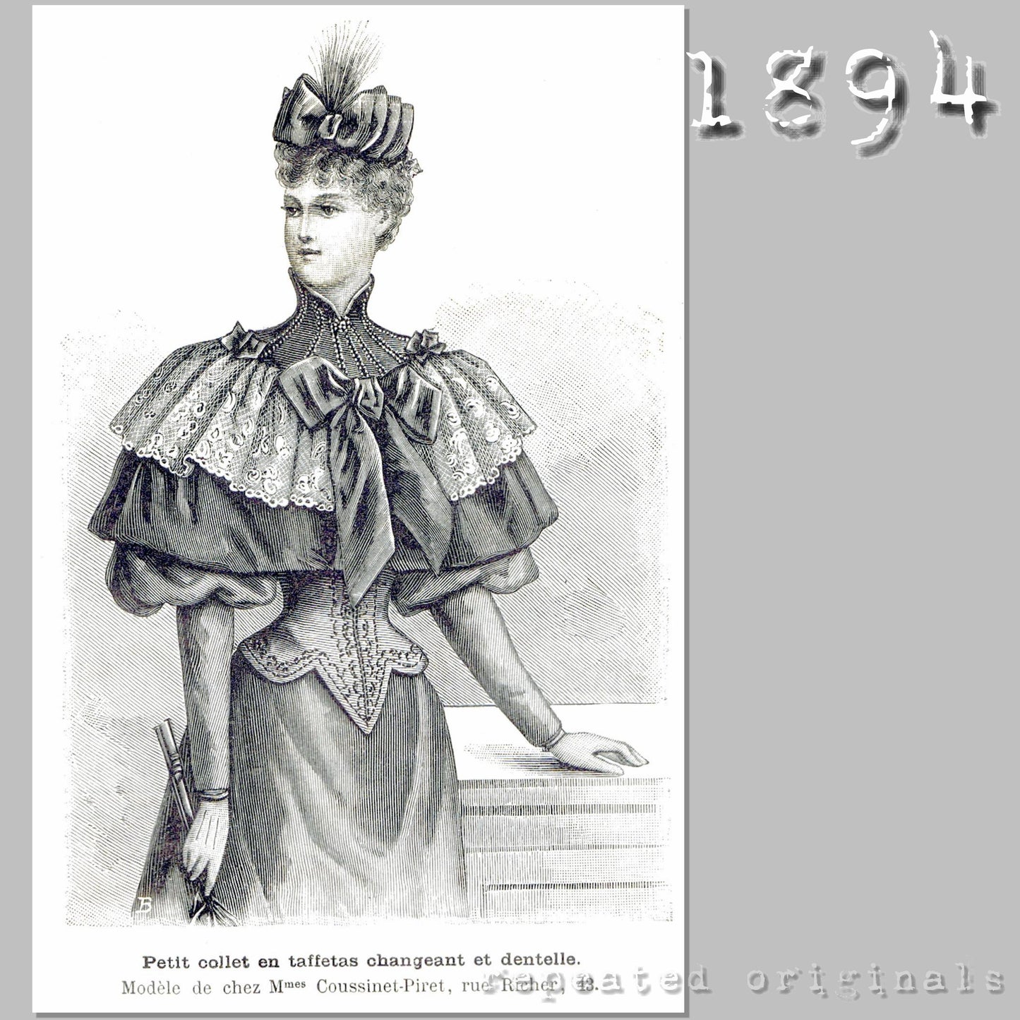 1894 Small Taffeta Collar and Lace Cape Sewing Pattern - INSTANT DOWNLOAD PDF