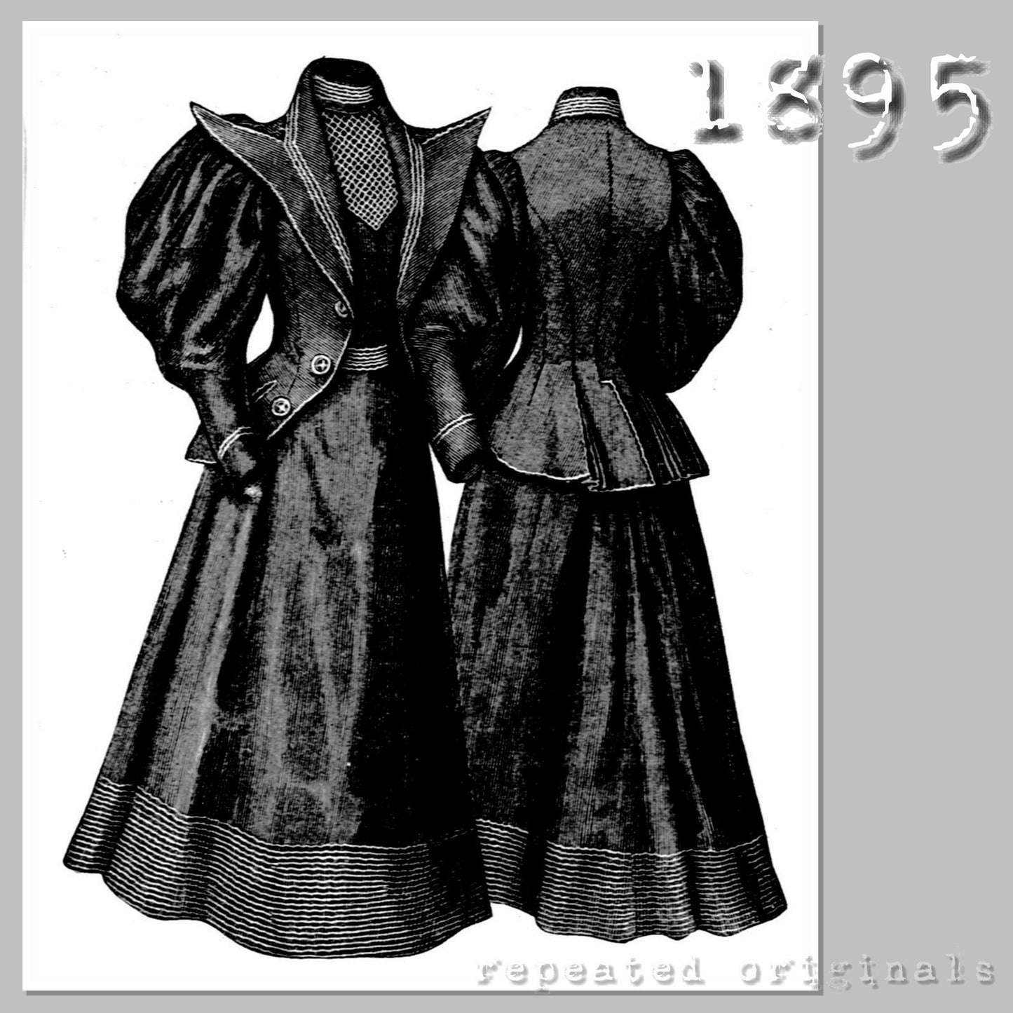 1895 Travel Suit with Sleeveless Jacket Sewing Pattern - INSTANT DOWNLOAD PDF