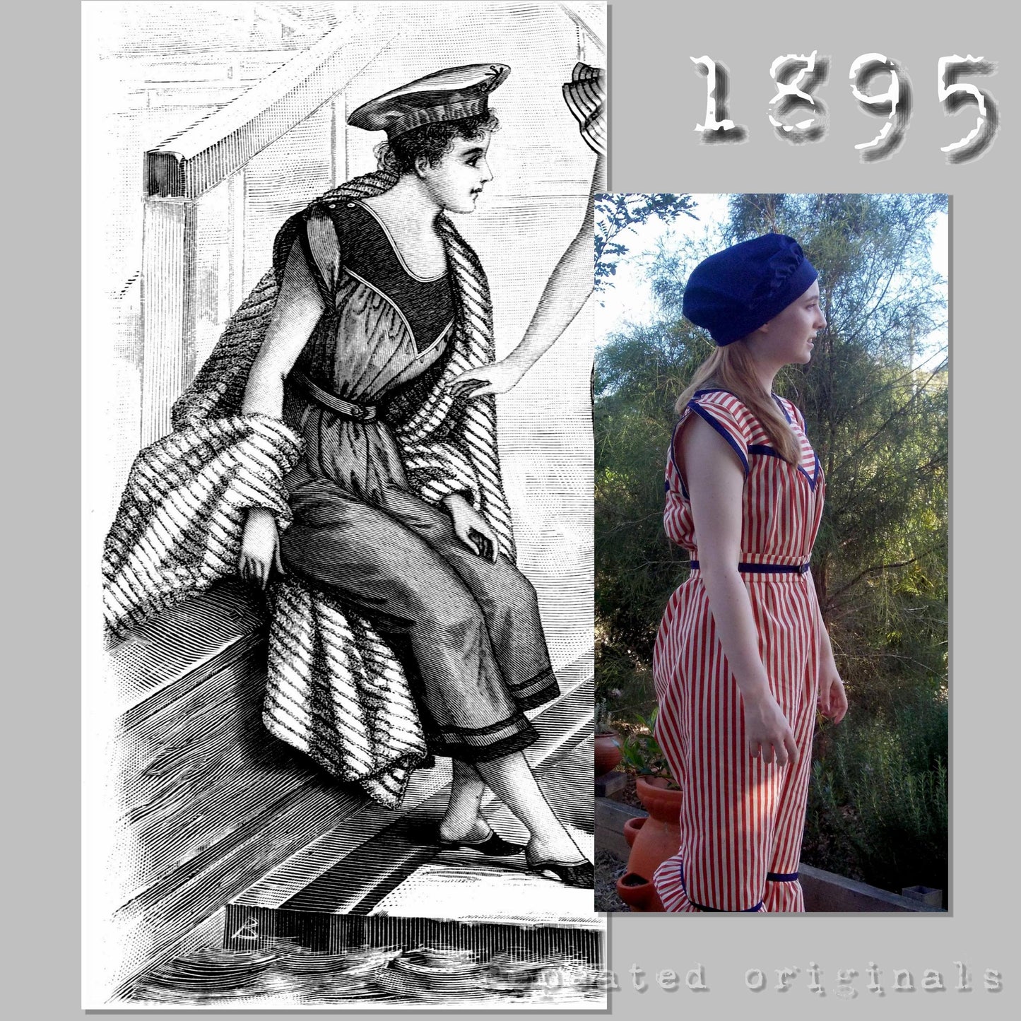 1895 Swimming Costume for Girls Sewing Pattern - INSTANT DOWNLOAD PDF