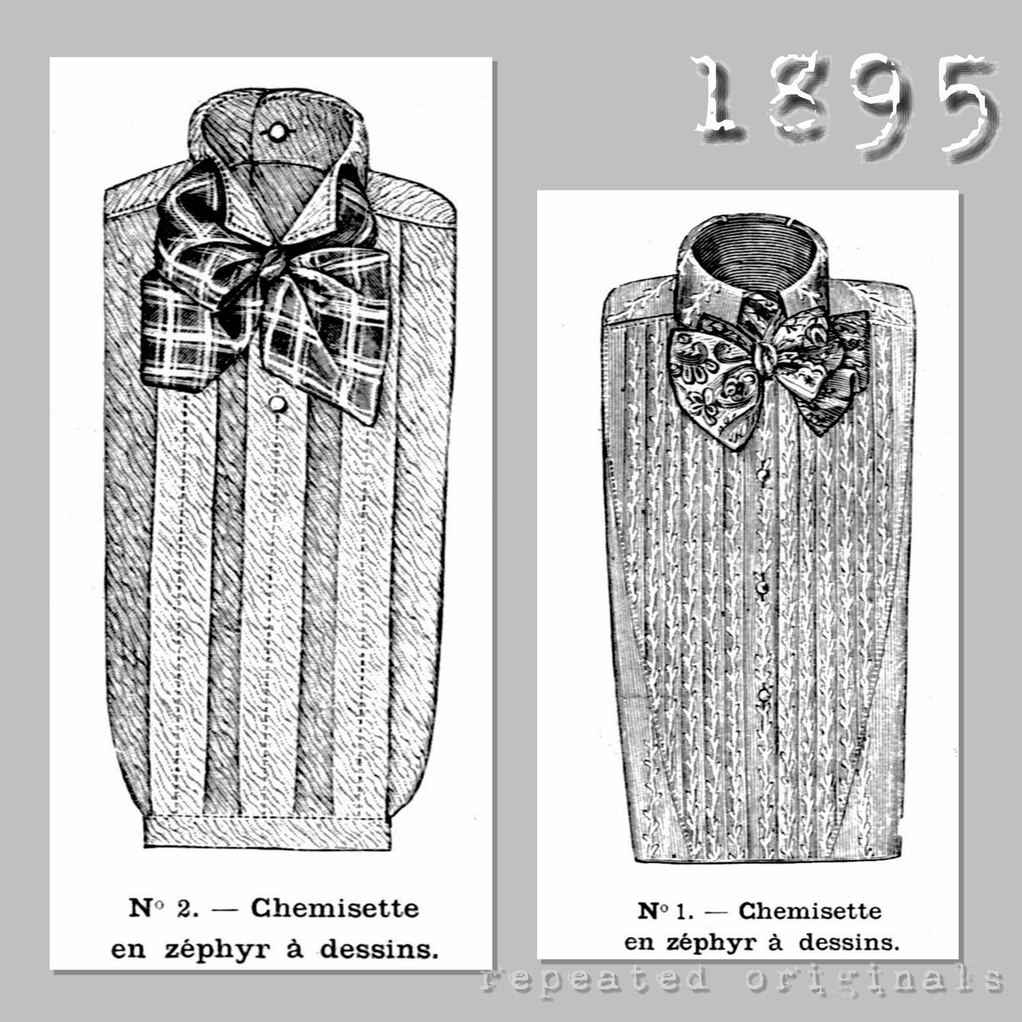 1895 Two Chemisettes Sewing Pattern - INSTANT DOWNLOAD PDF