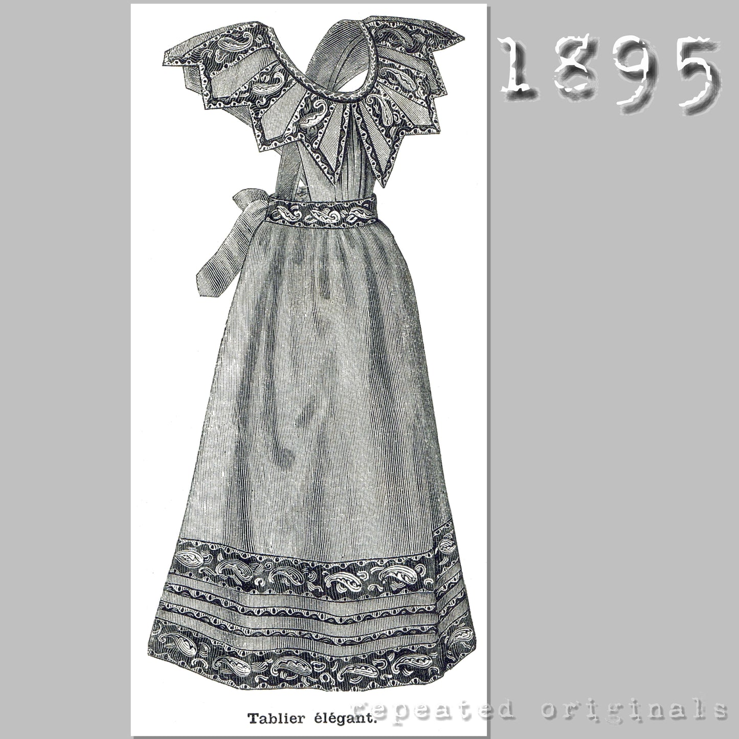 1895 Elegant Apron Sewing Pattern - INSTANT DOWNLOAD PDF