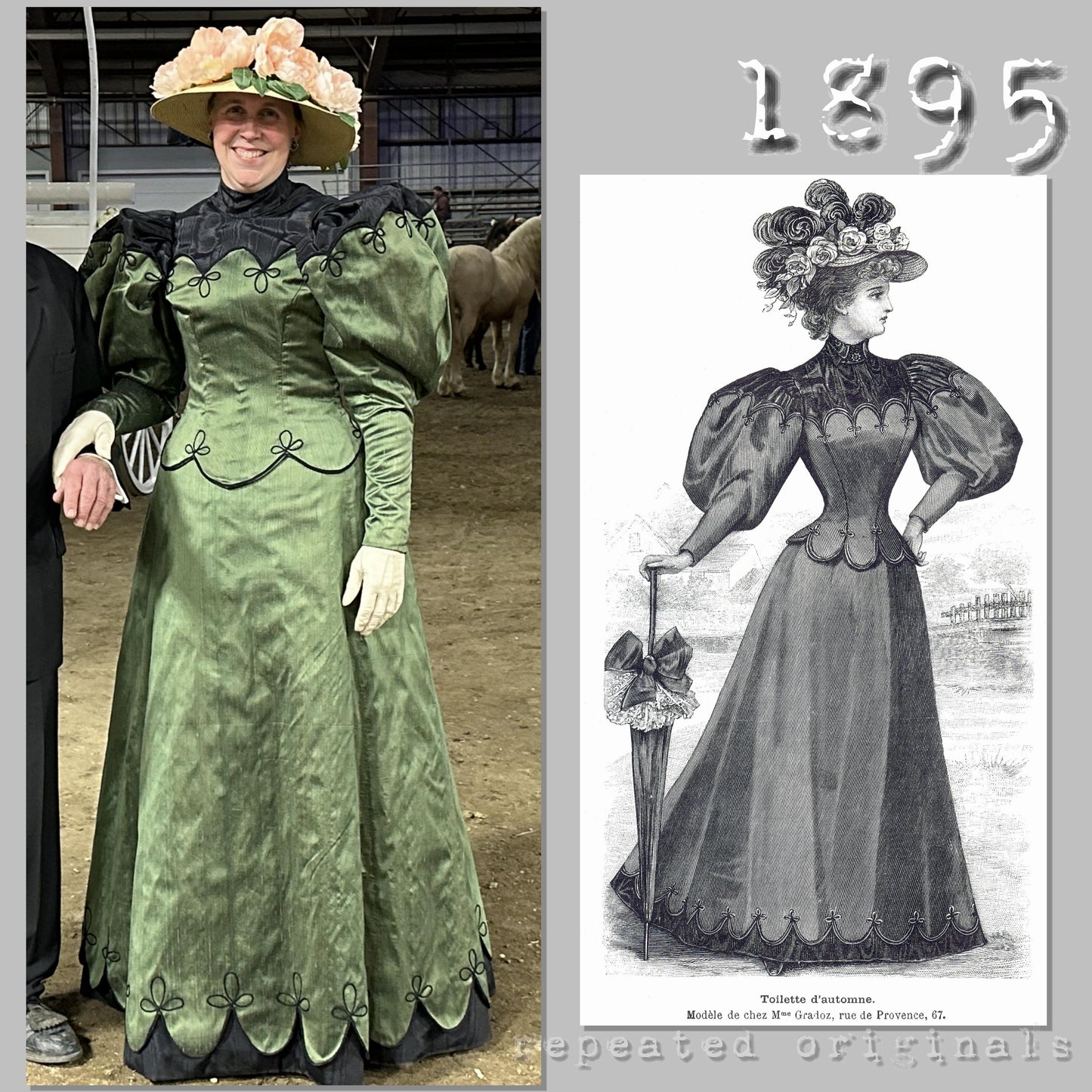 1895 Autumn Dress Sewing Pattern - INSTANT DOWNLOAD PDF