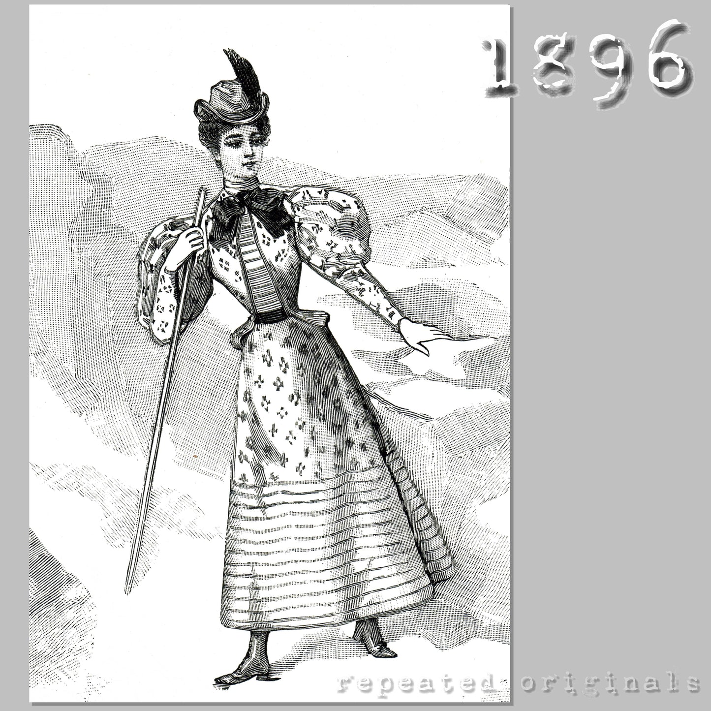 1896 Walking/Touring Costume Sewing Pattern - INSTANT DOWNLOAD PDF
