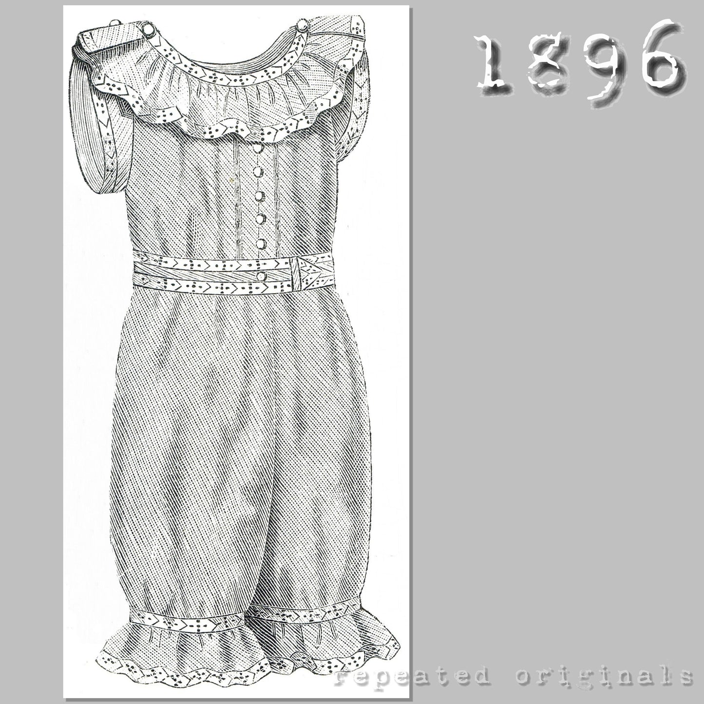 1896 Bathing Suit for Girl 7-9 Years Sewing Pattern - INSTANT DOWNLOAD PDF