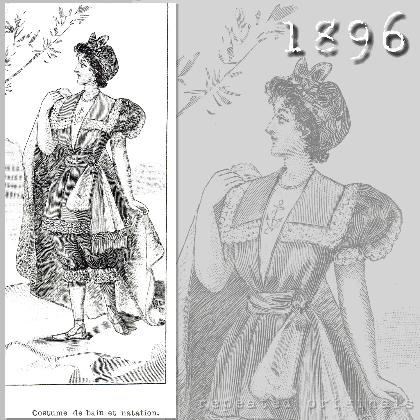 1896 Bathing Suit Sewing Pattern - INSTANT DOWNLOAD PDF