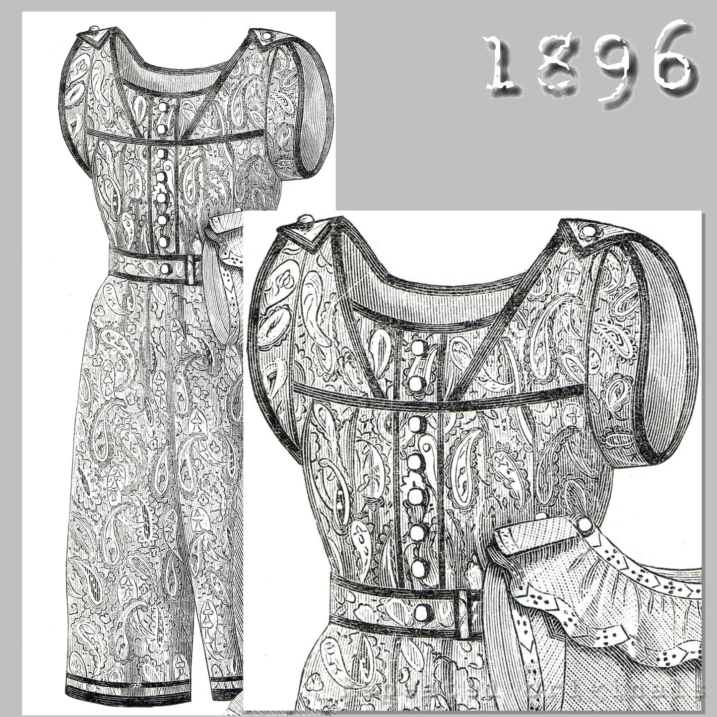 1896 Bathing Suit Sewing Pattern - INSTANT DOWNLOAD PDF