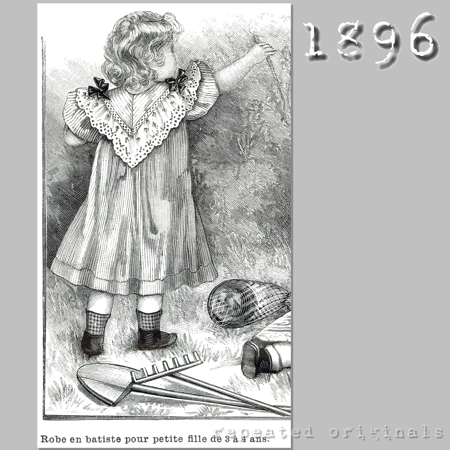 1896 Dress for Girl 3 - 4 Years Sewing Pattern - INSTANT DOWNLOAD PDF