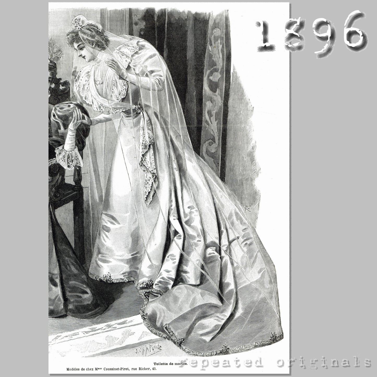 1896 Bridal Gown Sewing Pattern - INSTANT DOWNLOAD PDF