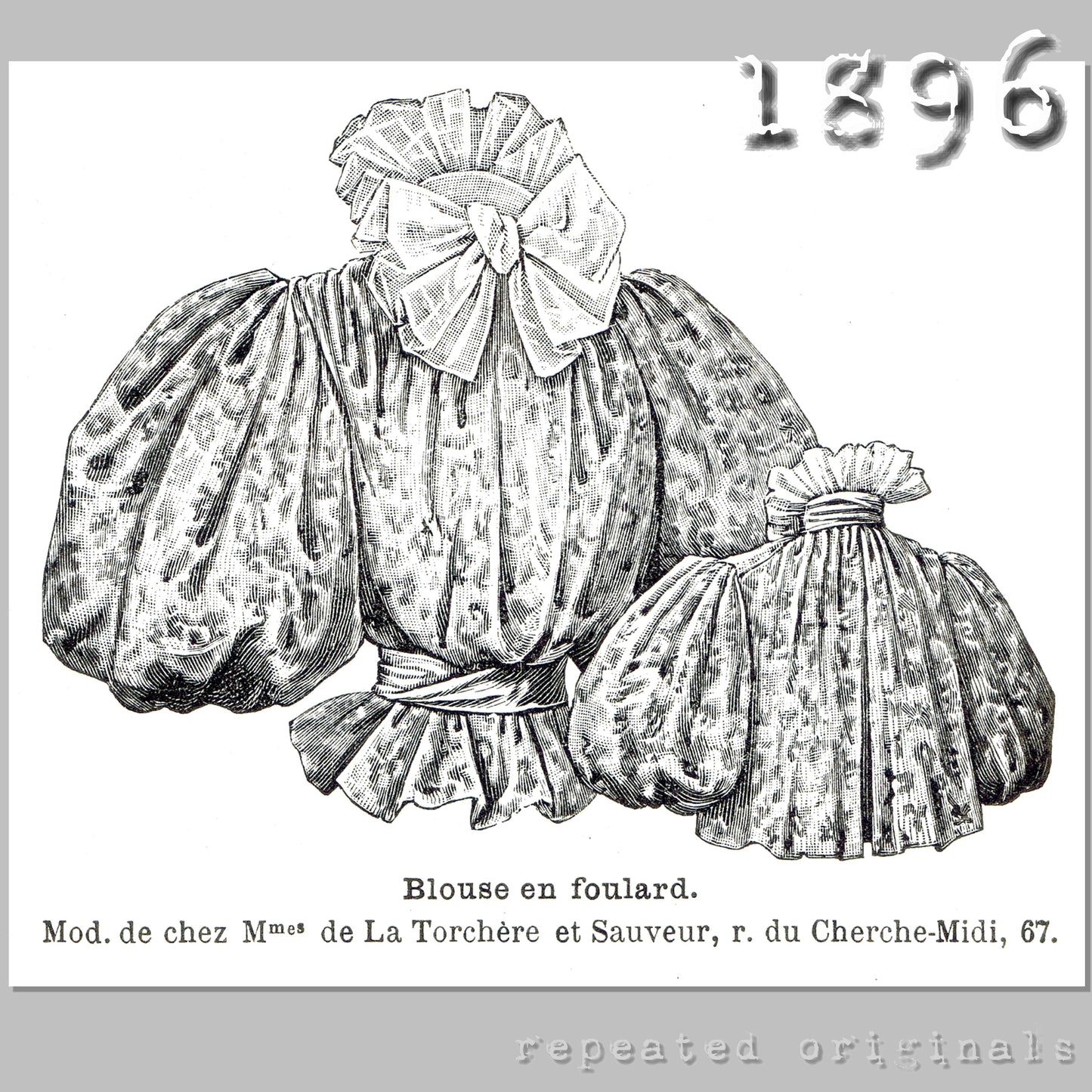 1896 Foulard Blouse Sewing Pattern - INSTANT DOWNLOAD PDF