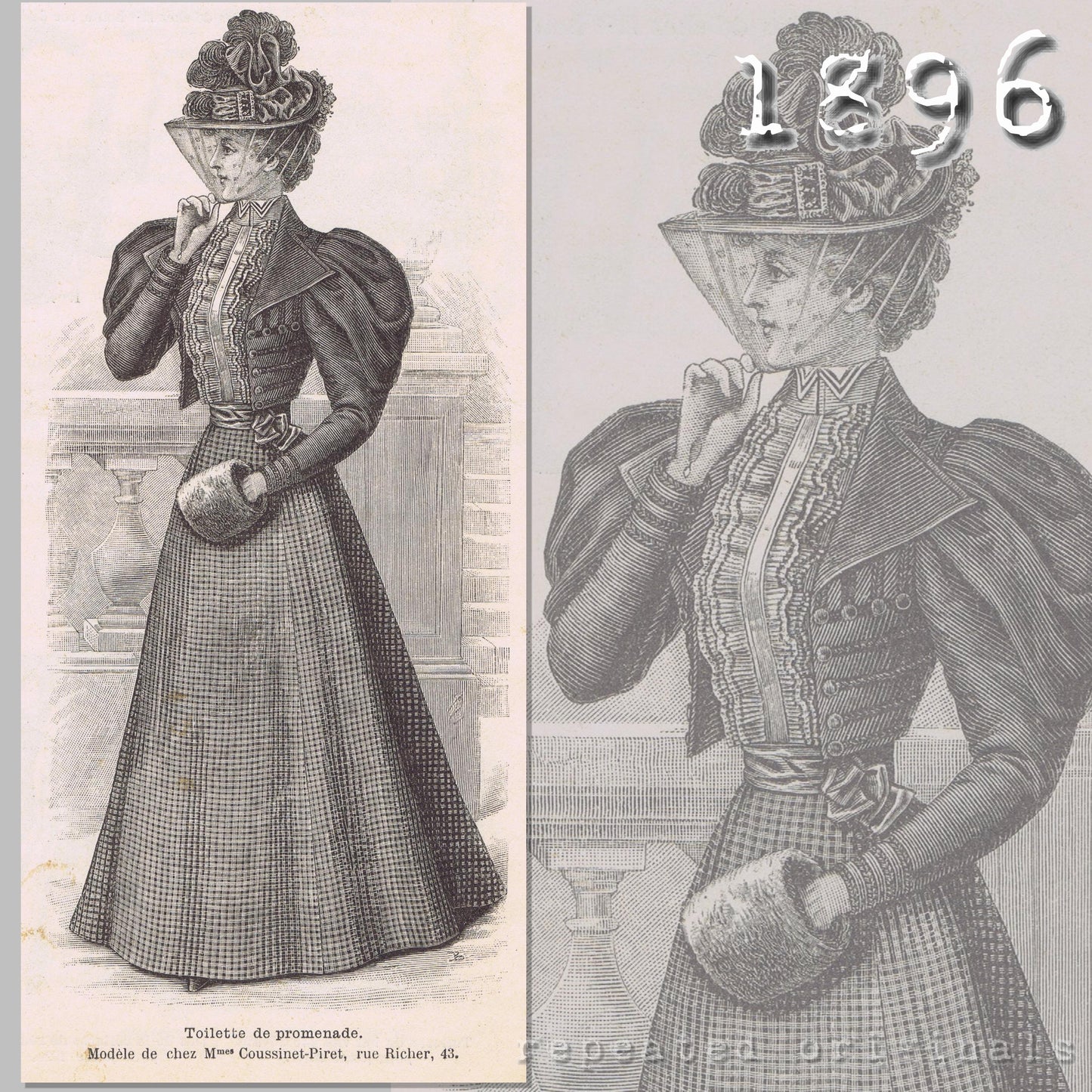 1896 Promenade Outfit (Jacket Bodice and Skirt) Sewing Pattern - INSTANT DOWNLOAD PDF