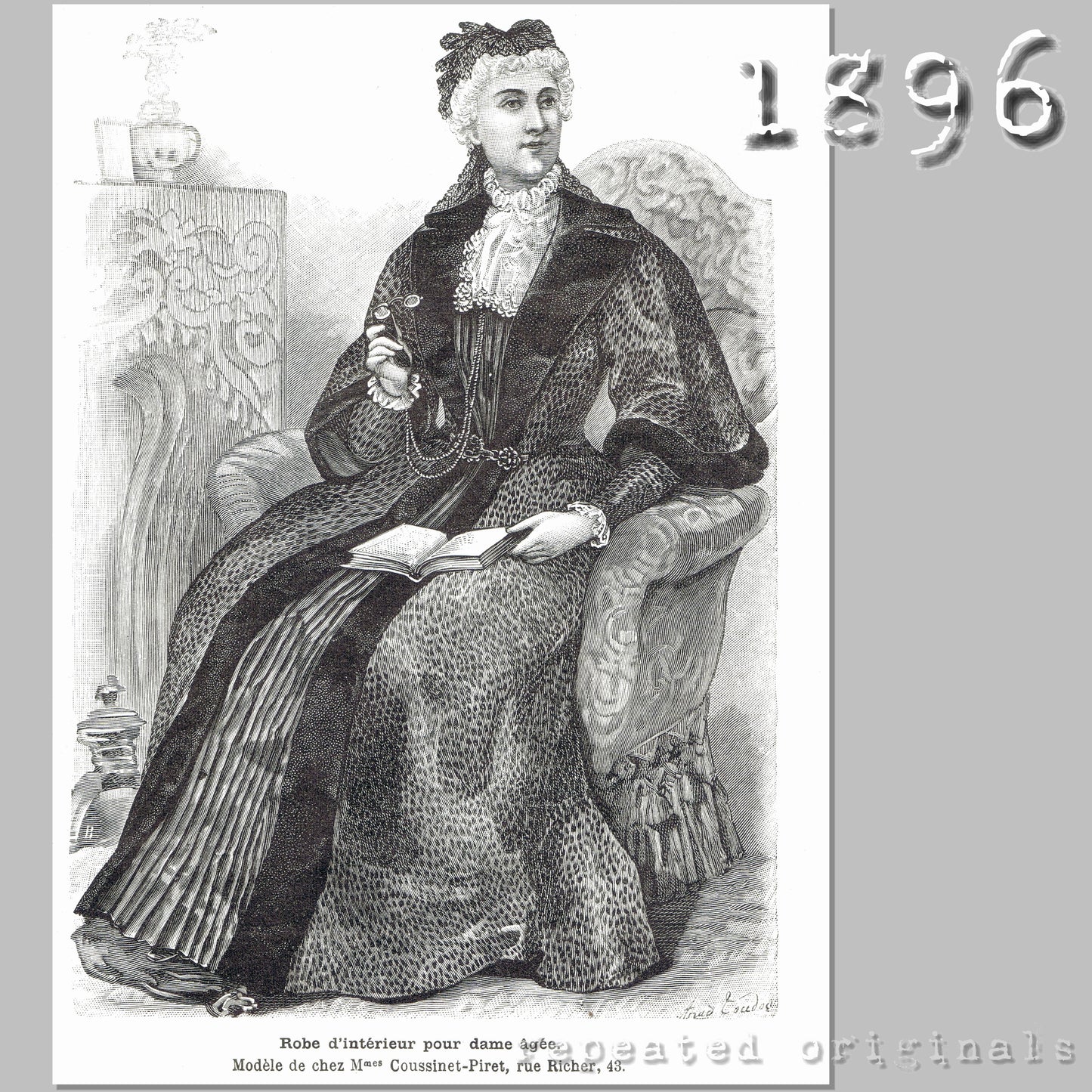 1896 Morning Dress for Older Lady Sewing Pattern - INSTANT DOWNLOAD PDF