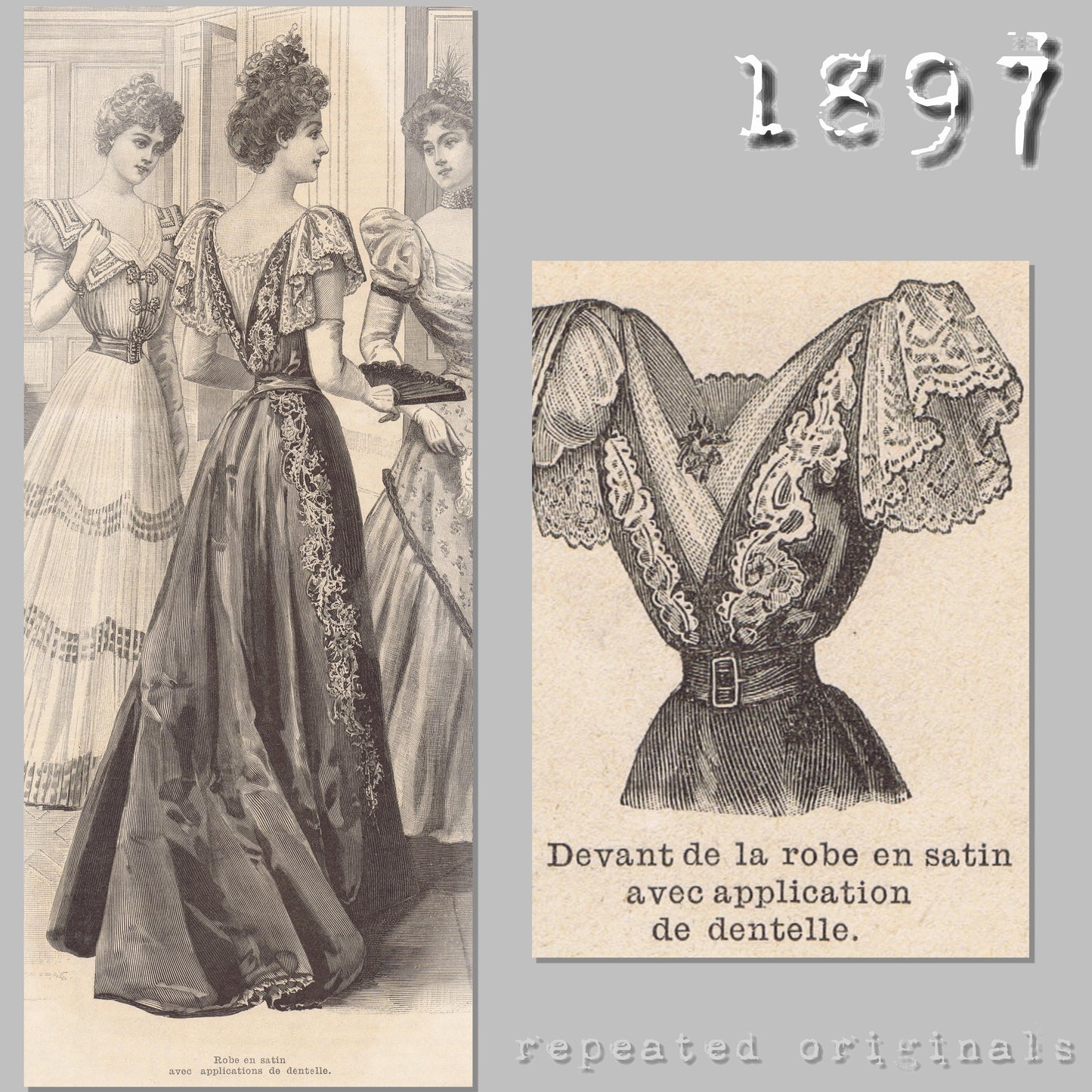 1897 Satin Gown Sewing Pattern - INSTANT DOWNLOAD PDF