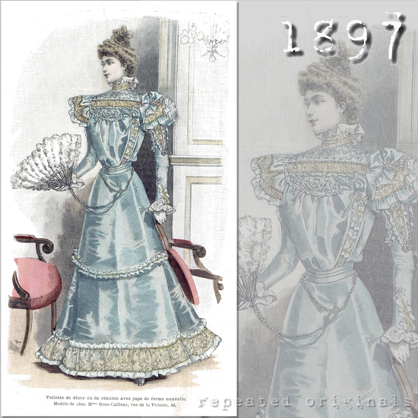 1897 Dinner or Society Outfit Sewing Pattern - INSTANT DOWNLOAD PDF