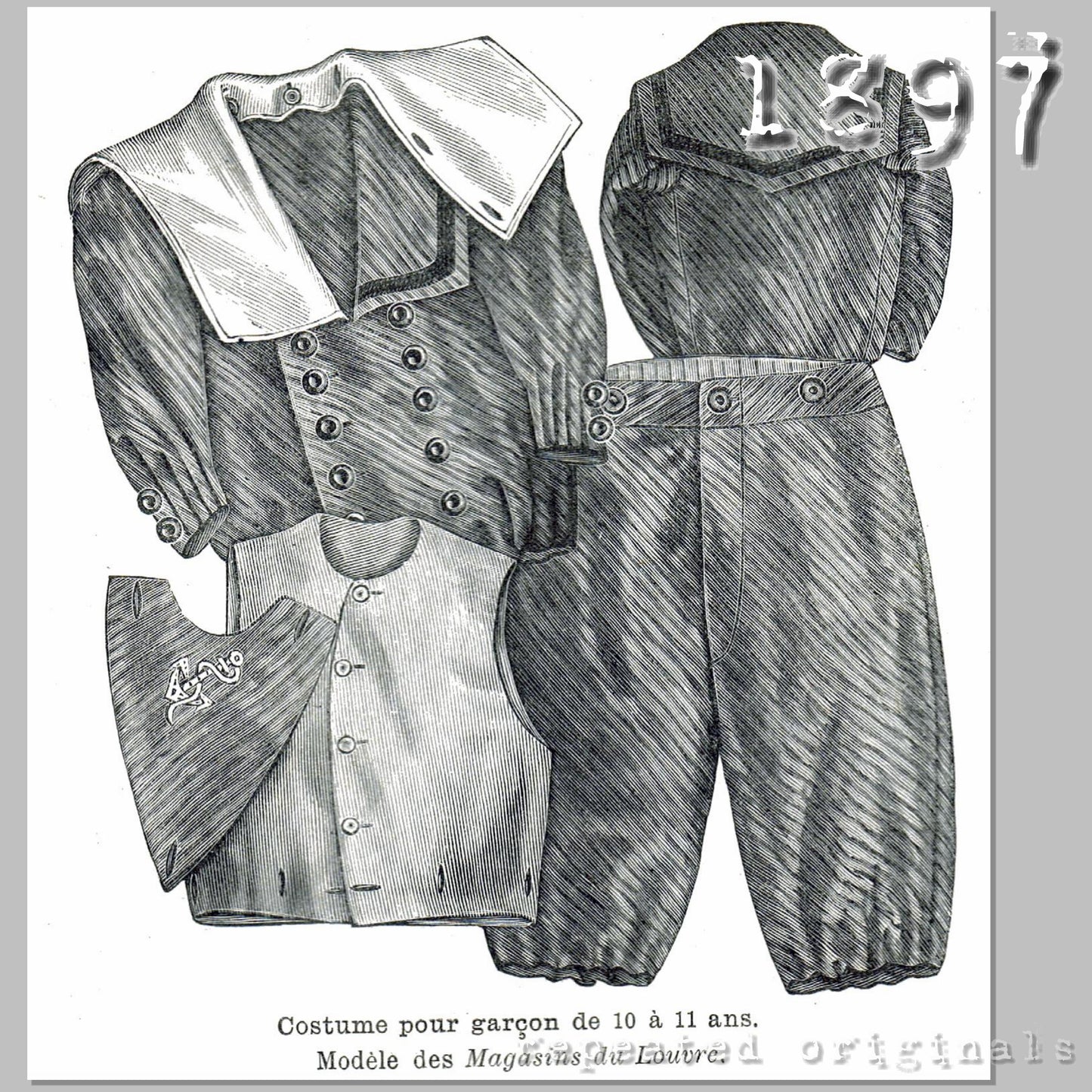 1897 Sailor Suit for Boy 10-11 Years Sewing Pattern - INSTANT DOWNLOAD PDF