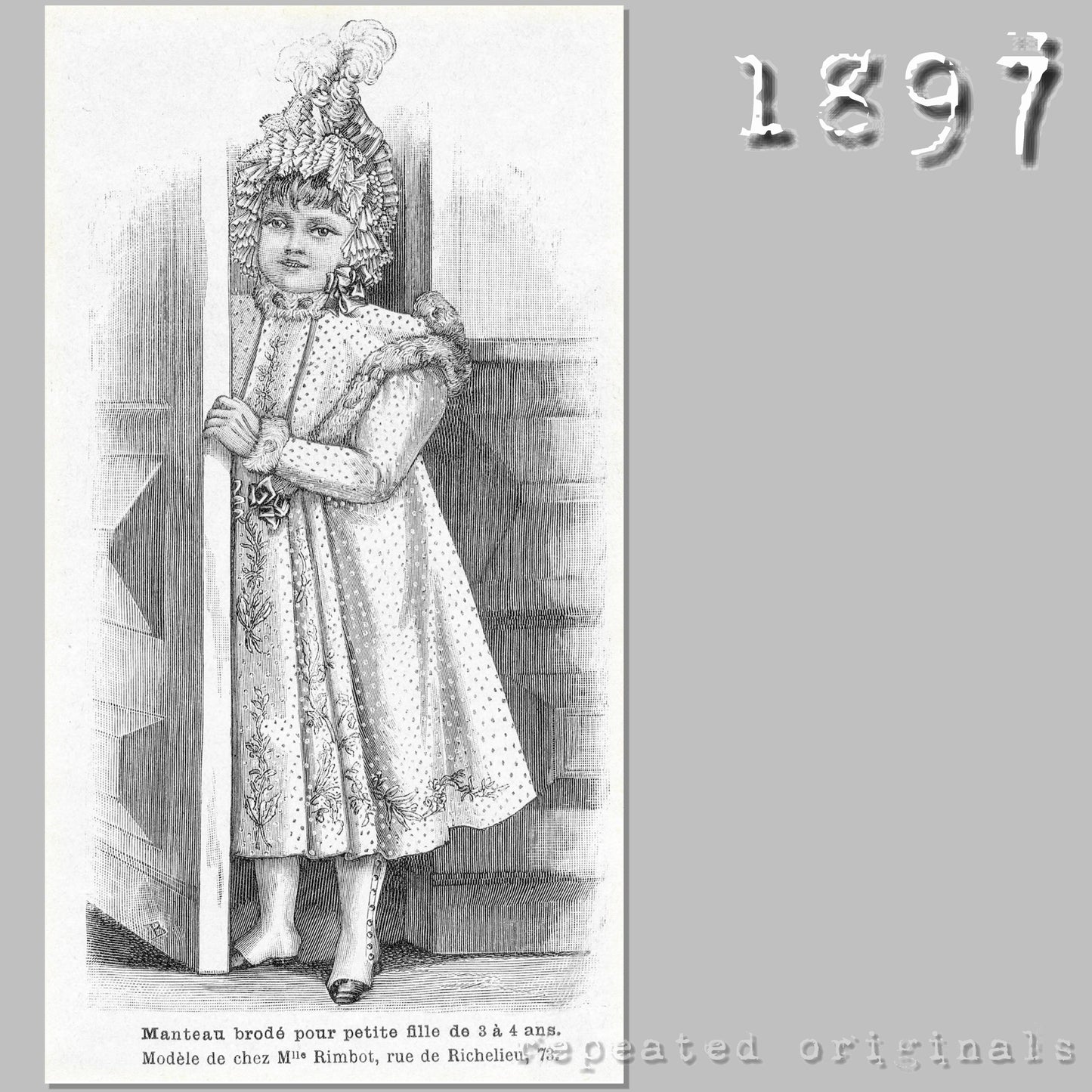 1897 Embroidered Coat for Girl 3-4 Years Sewing Pattern - INSTANT DOWNLOAD PDF