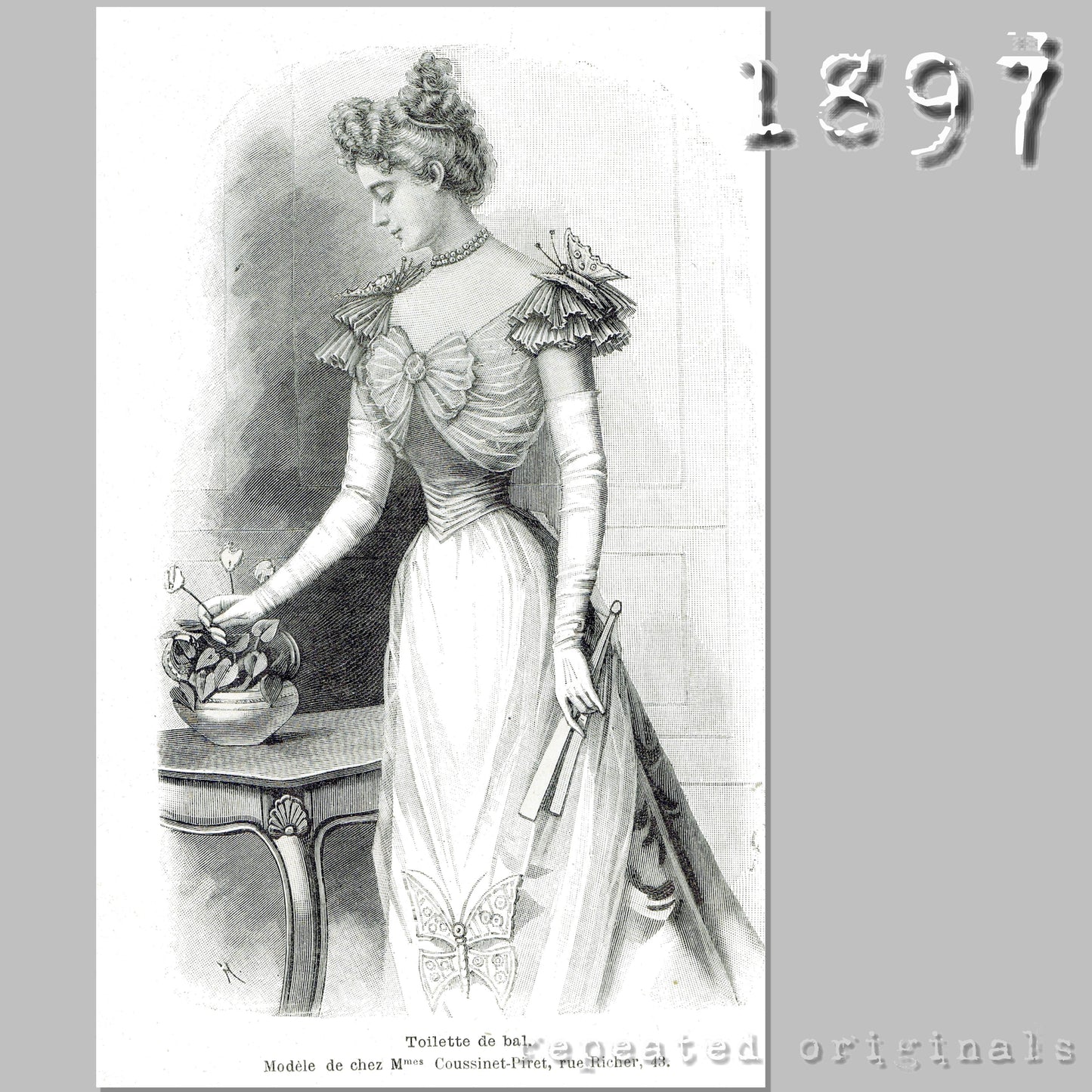 1897 Silk Ball Gown Sewing Pattern - INSTANT DOWNLOAD PDF